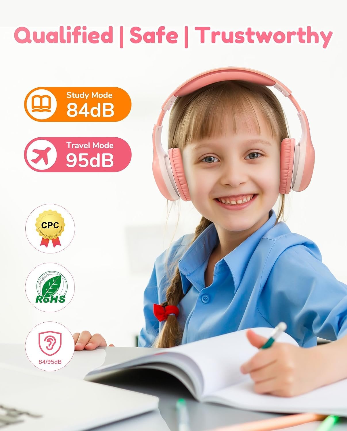 EarFun K2 Kids Headphones Wireless with Mic 45H Playtime, Volume Limit - Image 3