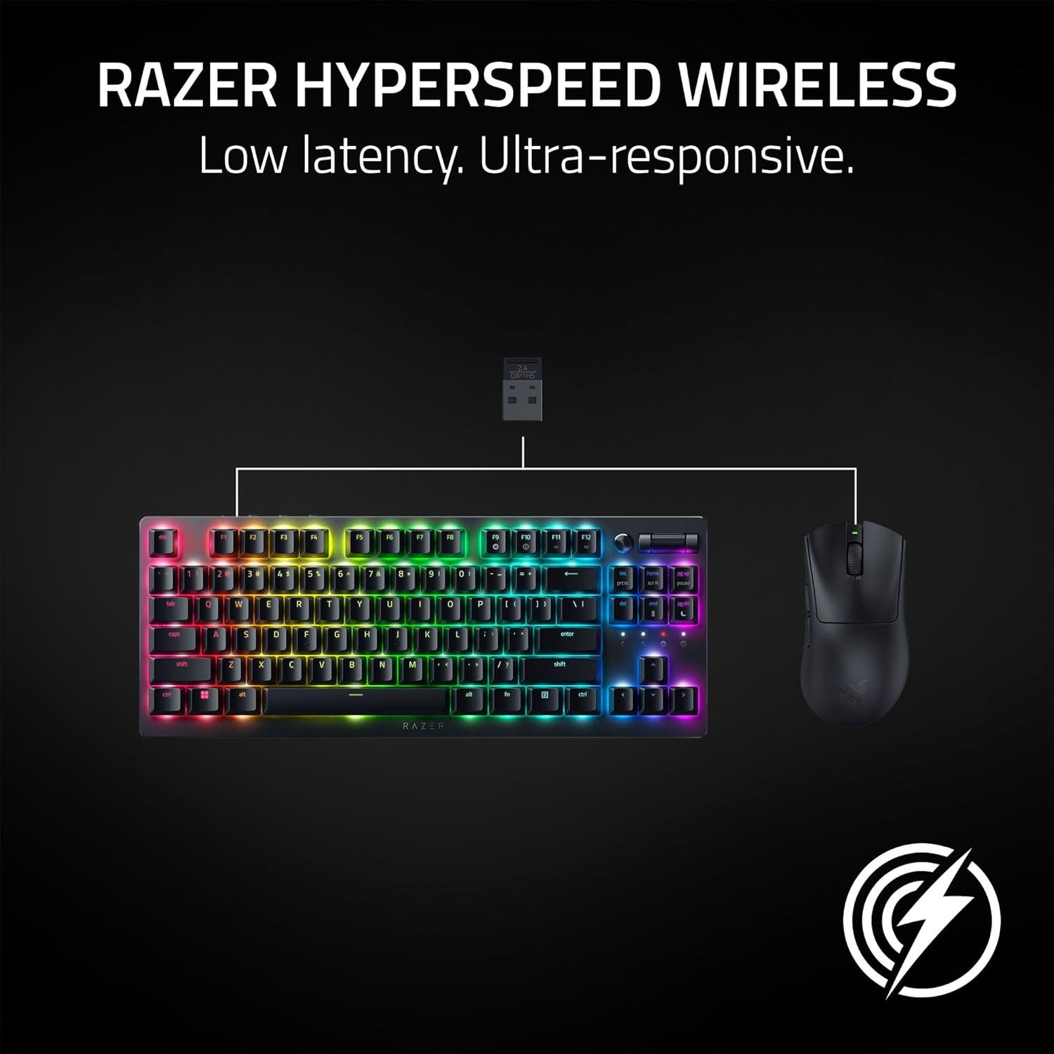 Razer DeathAdder V3 HyperSpeed - Ultra lightweight wireless ergonomic e-sports gaming mouse with 26K DPI (55g light, soft-touch coating, 100 hours battery life, HyperSpeed with 8K Hz) Black - Image 5