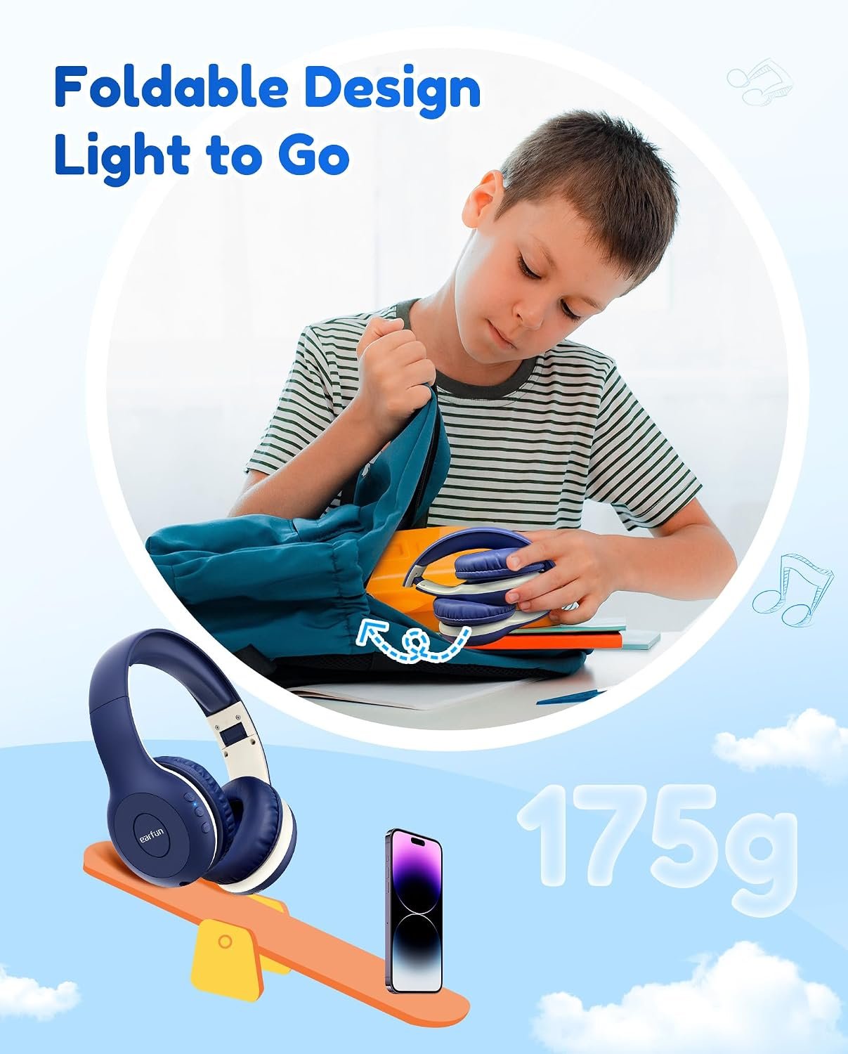 EarFun K2 Kids Headphones Wireless with Mic 45H Playtime, Volume Limit - Image 7