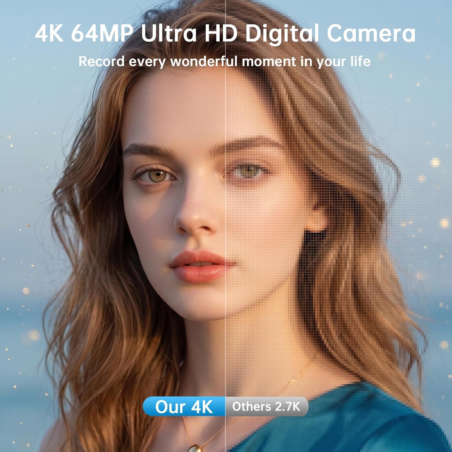 Digital Camera 4K 64MP with WiFi, Autofocus Vlogging Camera for YouTube & Webcam, 3″ 180° Flip Screen, 16X Digital Zoom, Anti-Shake, 32GB SD Card, Charging Station & 2 Batteries for Beginners - Image 2