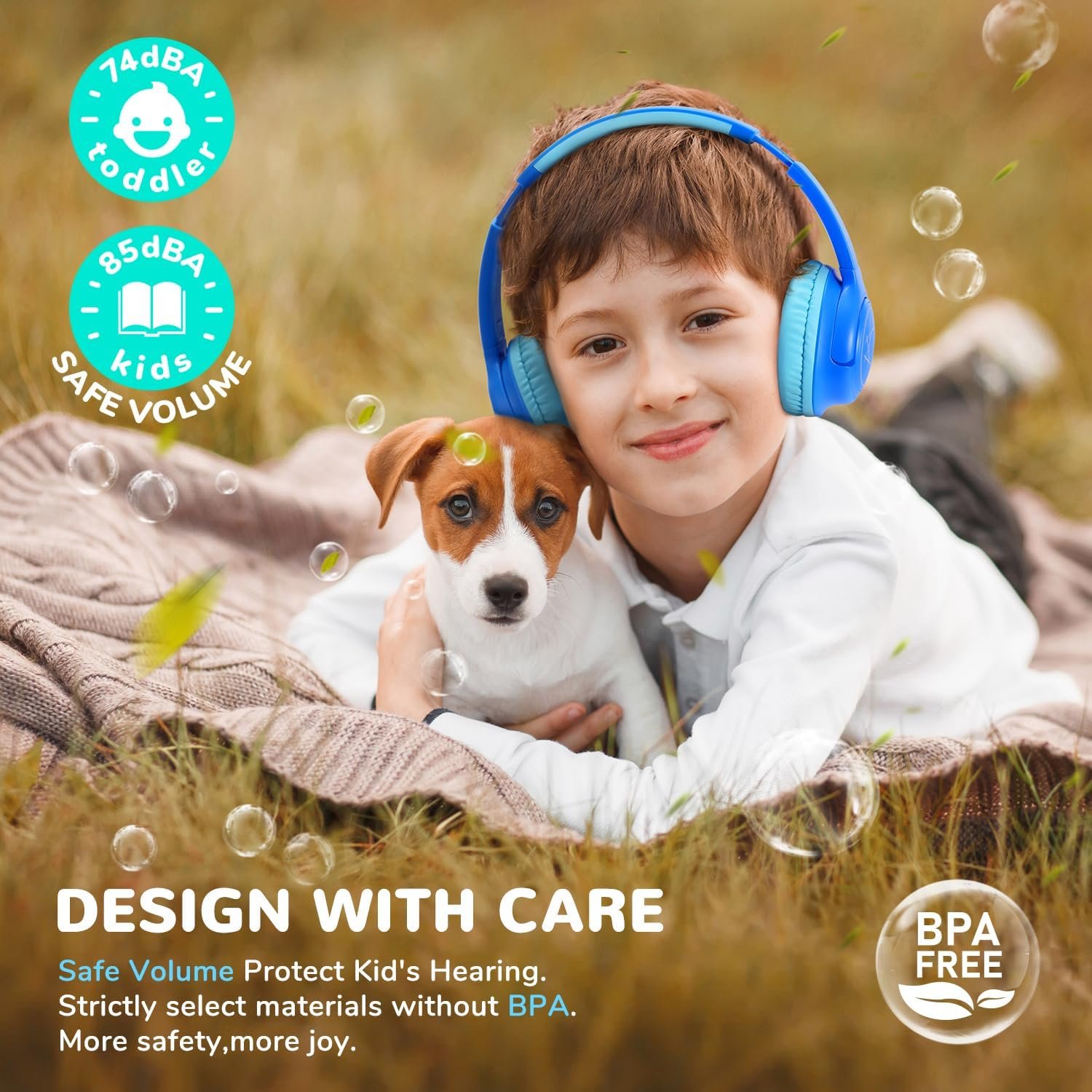 iClever BTH18 Kids Headphones Wireless with LED Lights 43H Playtime Travel - Image 2