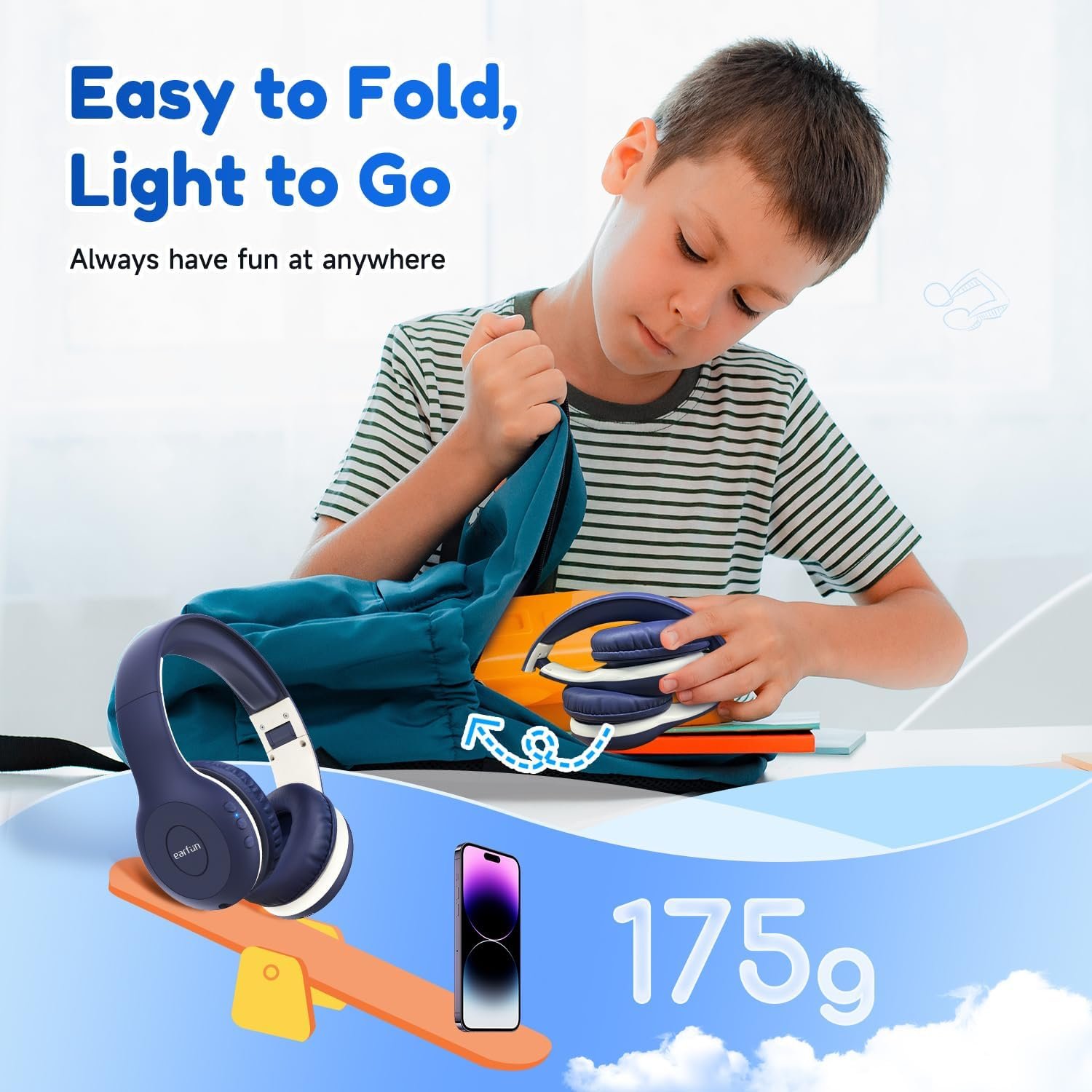 EarFun K2 Kids Headphones Wireless with Mic 45H Playtime, Volume Limit - Image 8