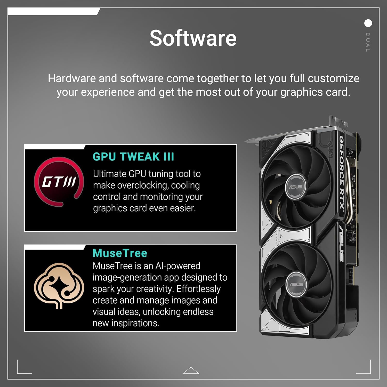 ASUS Dual GeForce RTX 5060 8GB GDDR7 OC Edition (PCIe 5.0, 8GB GDDR7, DLSS 4, HDMI 2.1b, DisplayPort 2.1b, 2.5 slot design, Axial tech fan design, 0dB technology, and more) - Image 7