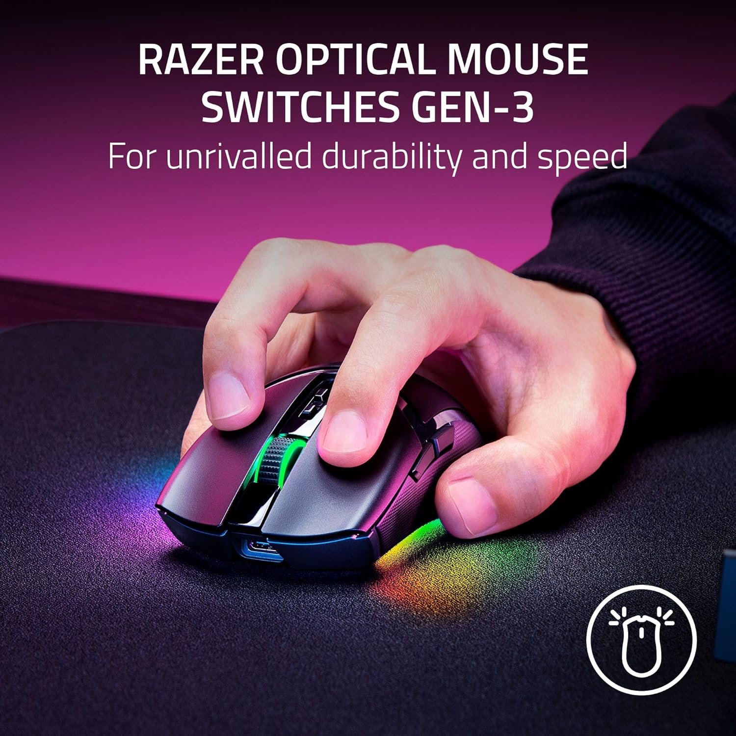 Razer Cobra Pro - Customizable Wireless Gaming Mouse Chroma RGB (10 Customizable Controls, 11-Zone Chroma Lighting, Focus Pro 30K Optical Sensor, HyperSpeed Wireless) Black - Image 9