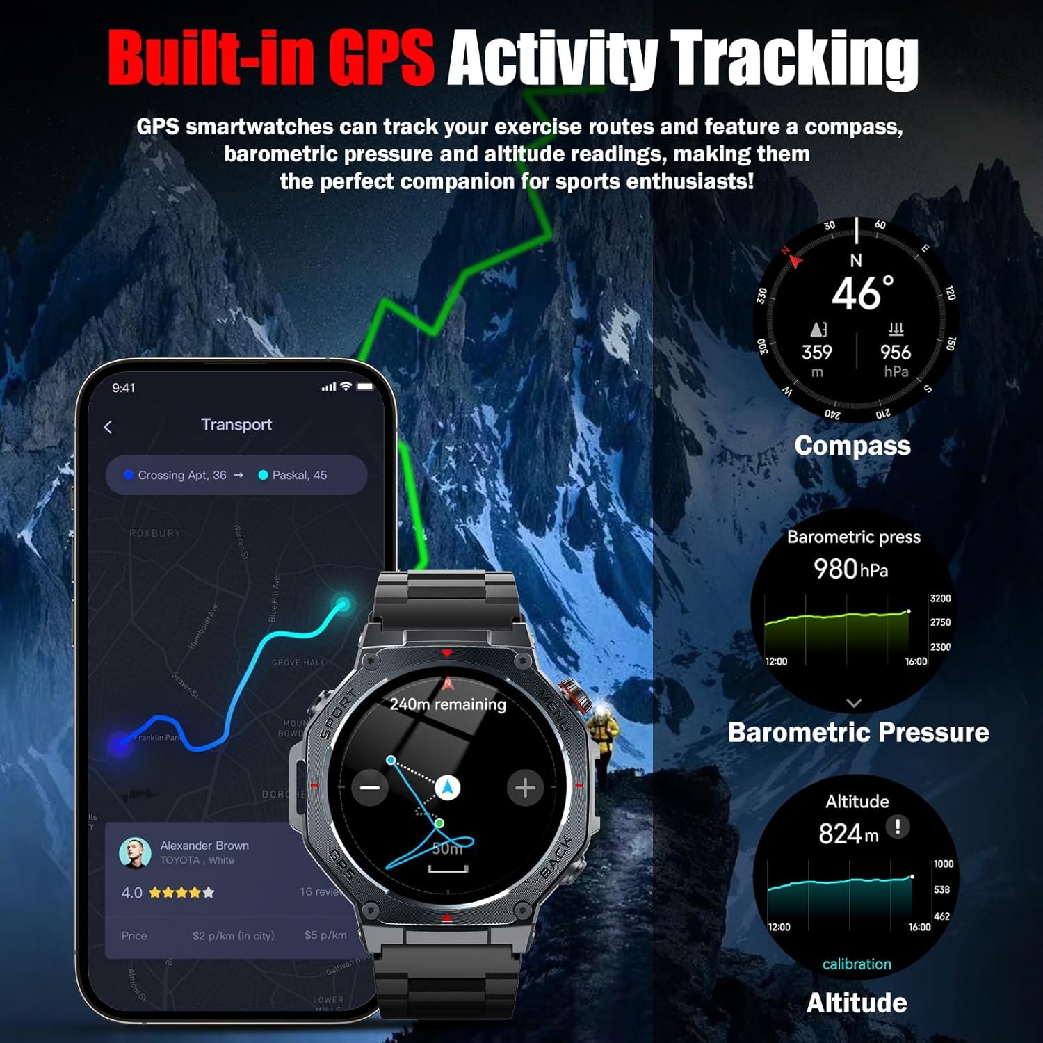Jugeman Smart Watch for Men, 1.43" AMOLED Military Smart Watch Make Calls - Image 3