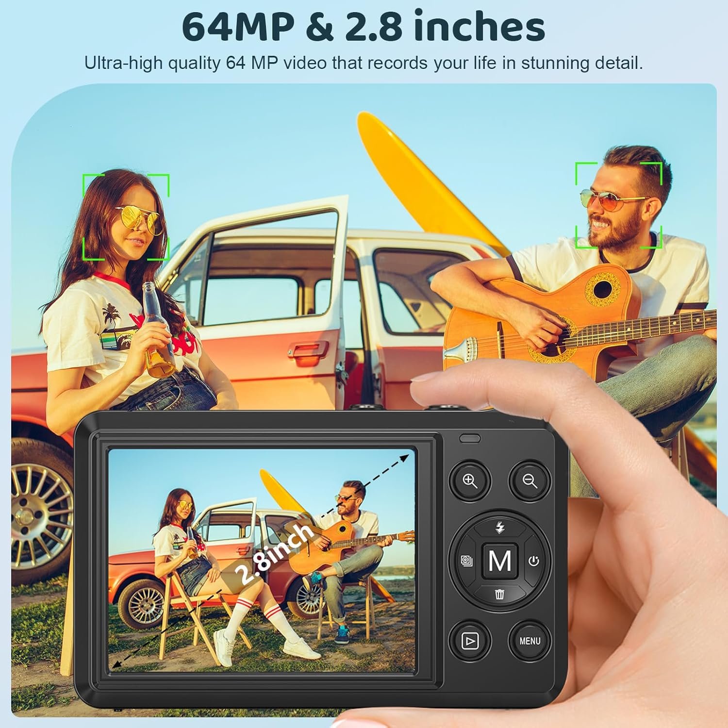 4K 64MP Autofocus Digital Camera, 2.8" Display UHD Compact Camera - Image 3