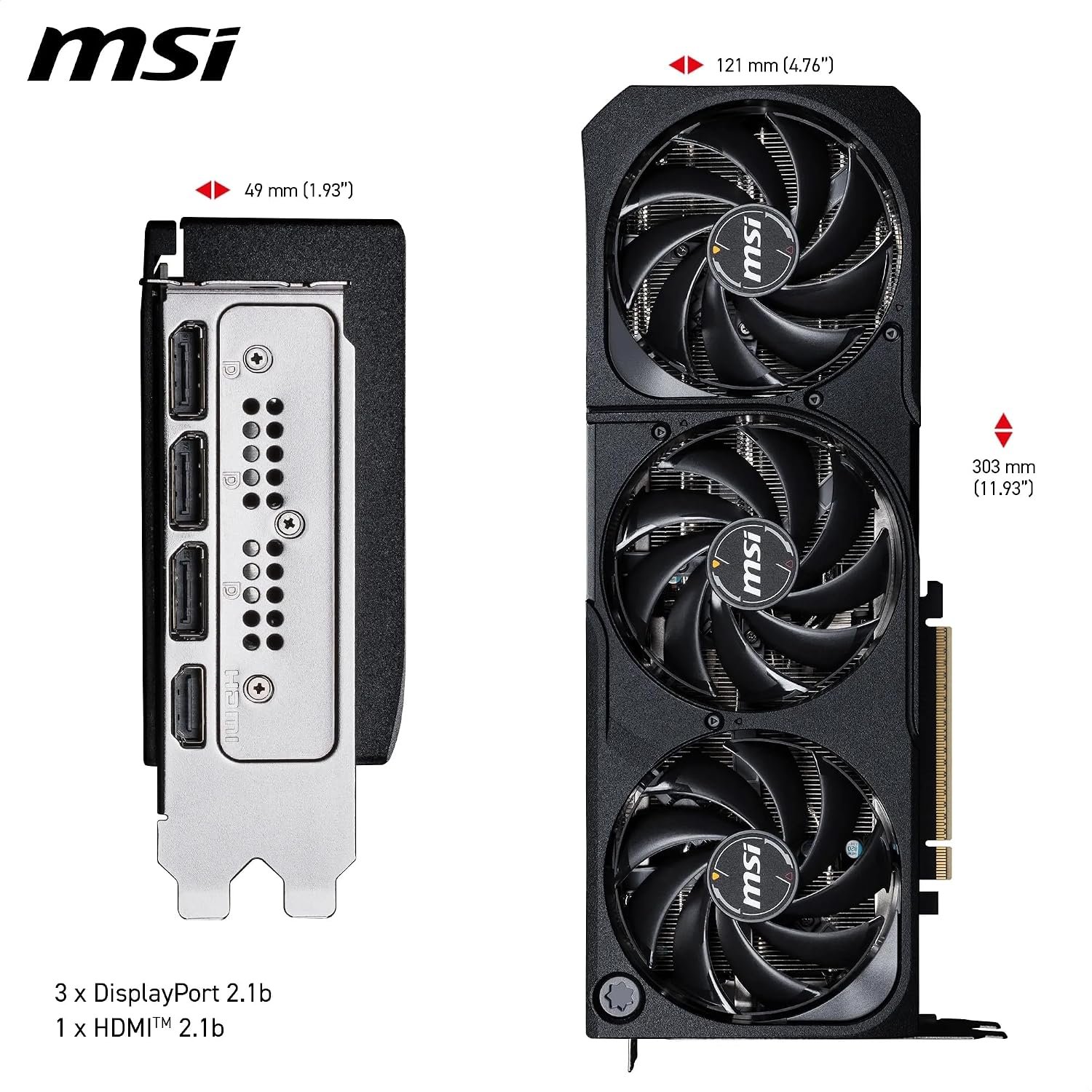 MSI GeForce RTX 5070 Ti 16G Shadow 3X OC Graphics Card, 16GB GDDR7 (28Gbps/256-bit), PCIe 5.0 - Triple Fan Thermal Design (3x Torx Fan 5.0) - HDMI 2.1b, DP 2.1b, 16384 MB - Image 6