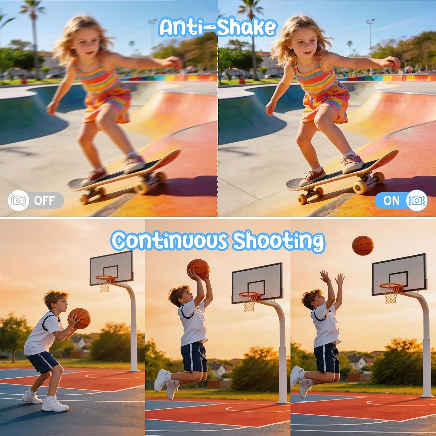 Digital Camera 1080P 44MP Vlogging Camera for Kids Teens, FHD Compact Portable Photo Camera with 2.4" Screen 16X Zoom, Anti-shake Mini Camera for Beginners Students Boys Girls-Black (No SD Card) - Image 5