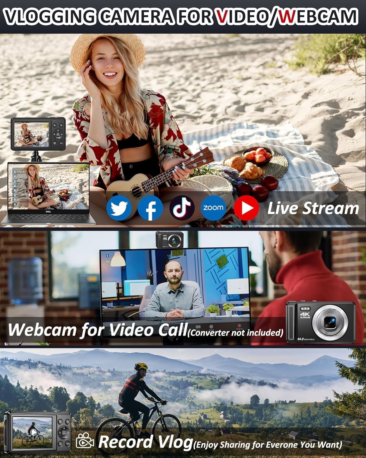 4K 64MP Digital Camera 2.8Inch Vlogging Camera - Image 5