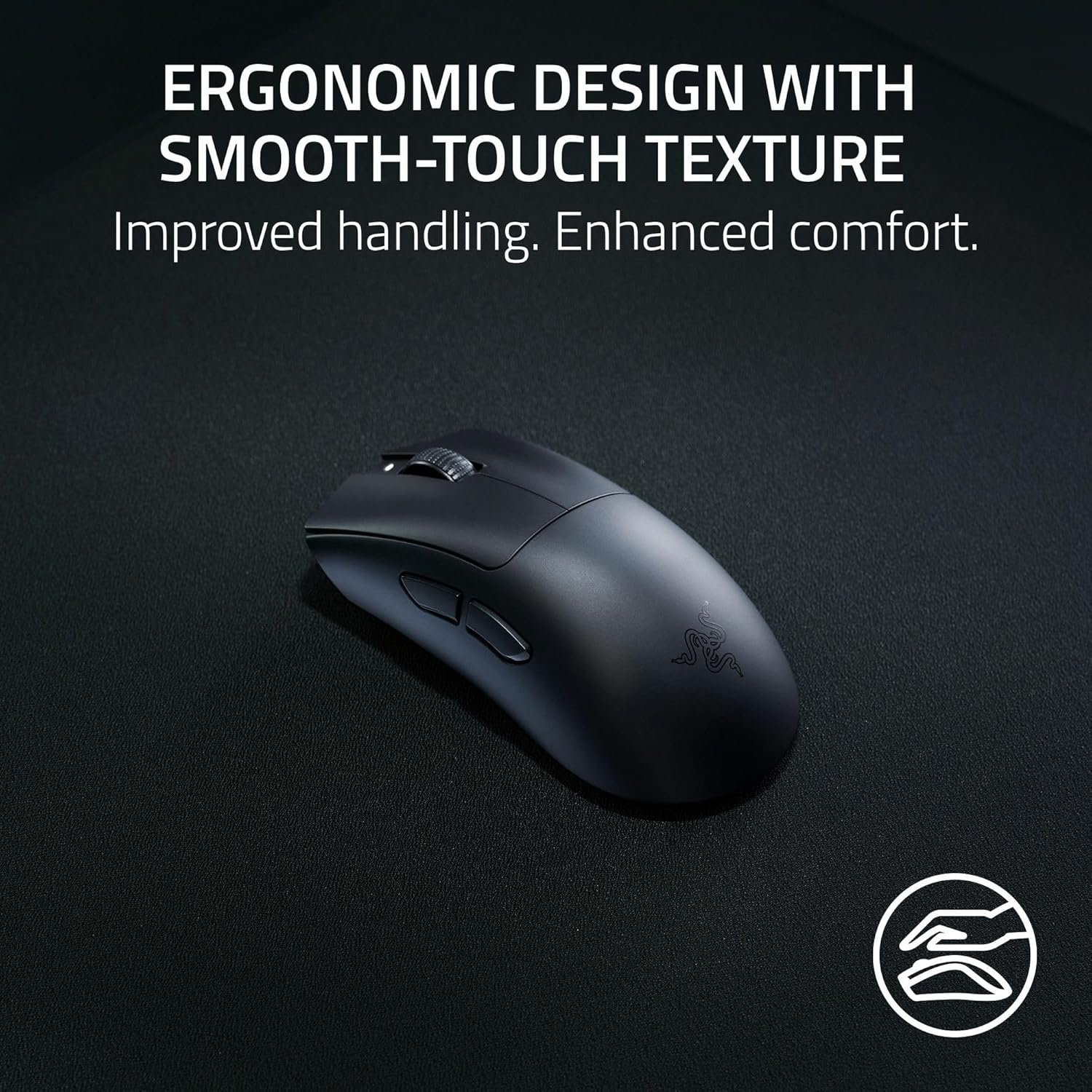 Razer DeathAdder V3 HyperSpeed - Ultra lightweight wireless ergonomic e-sports gaming mouse with 26K DPI (55g light, soft-touch coating, 100 hours battery life, HyperSpeed with 8K Hz) Black - Image 3