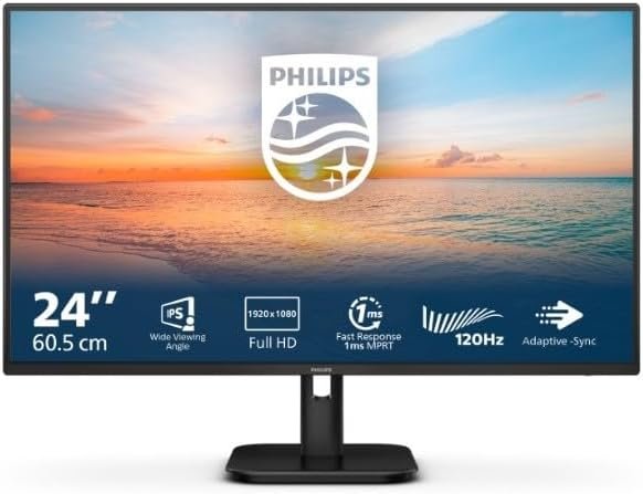 PHILIPS 24E1N1100A 23.8 inch FHD Monitor 120Hz, IPS Panel, 1ms MPRT, Speakers (1920x1080 HDMI 1x 1.4) Black - Image 2