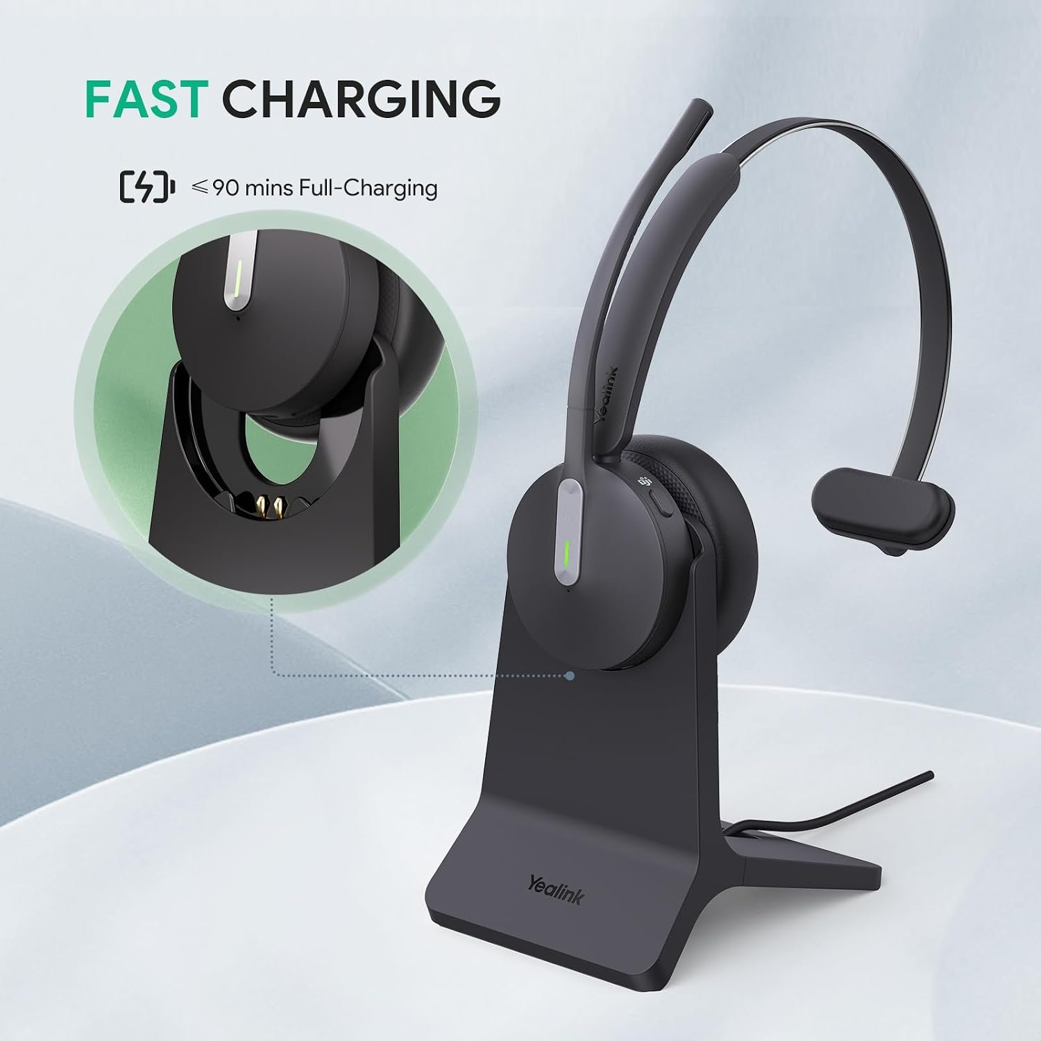 Yealink BH70 Mono Wireless Headset with Mic for Work, Charging Dock,USB C - Image 3