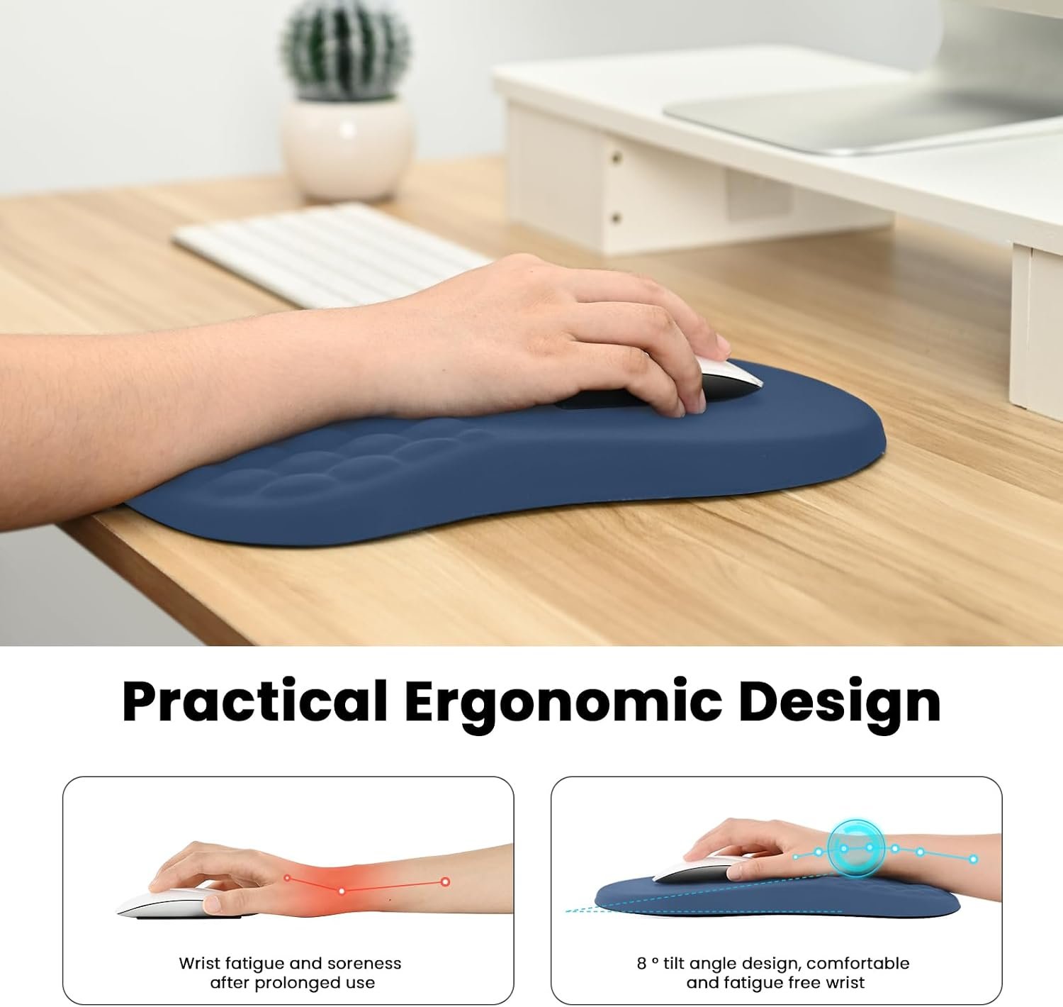 EooCoo Mouse Mat Wrist Support, Gaming Mouse Pad, Mousepad Large, Blue - Image 3