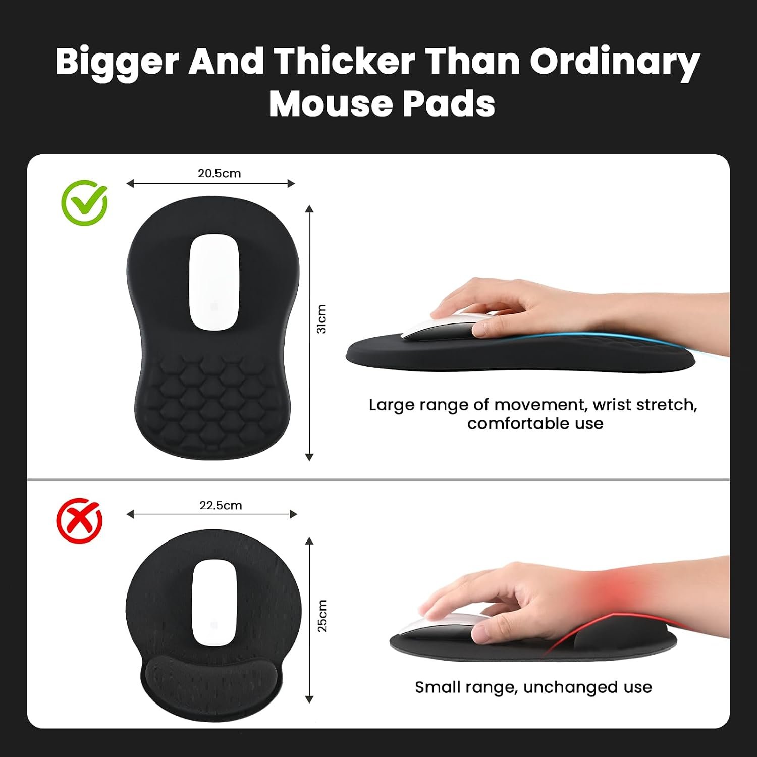 EooCoo Mouse Mat Wrist Support, Gaming Mouse Pad, Mousepad Large, Black - Image 5