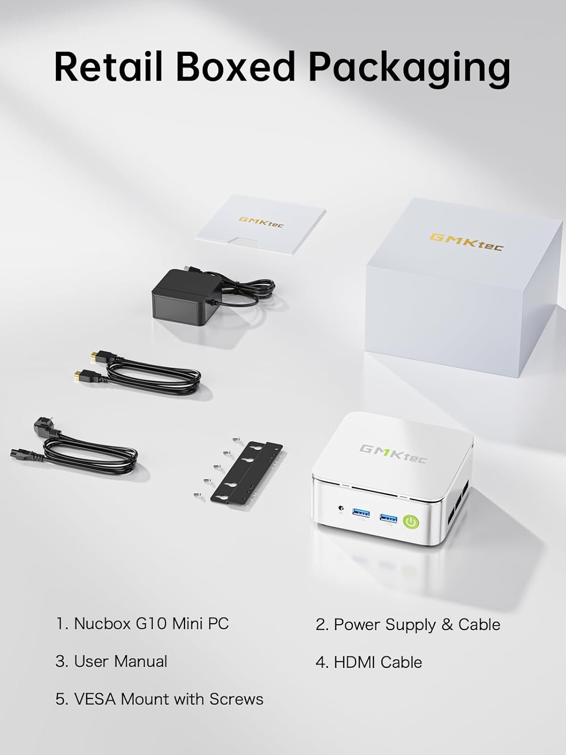GMKtec (3-year warranty AMD Ryzen 5 Mini-PC 3500U (more powerful than 4300U/N150/N100/N95 4C/8T 4.50 GHz), G10 Mini-Computer, 16GB DDR4 RAM + 512GB PCIe 3.0x4 SSD, WiFi 5/USB 3.2/USB-C/BT 5.0 - Image 8