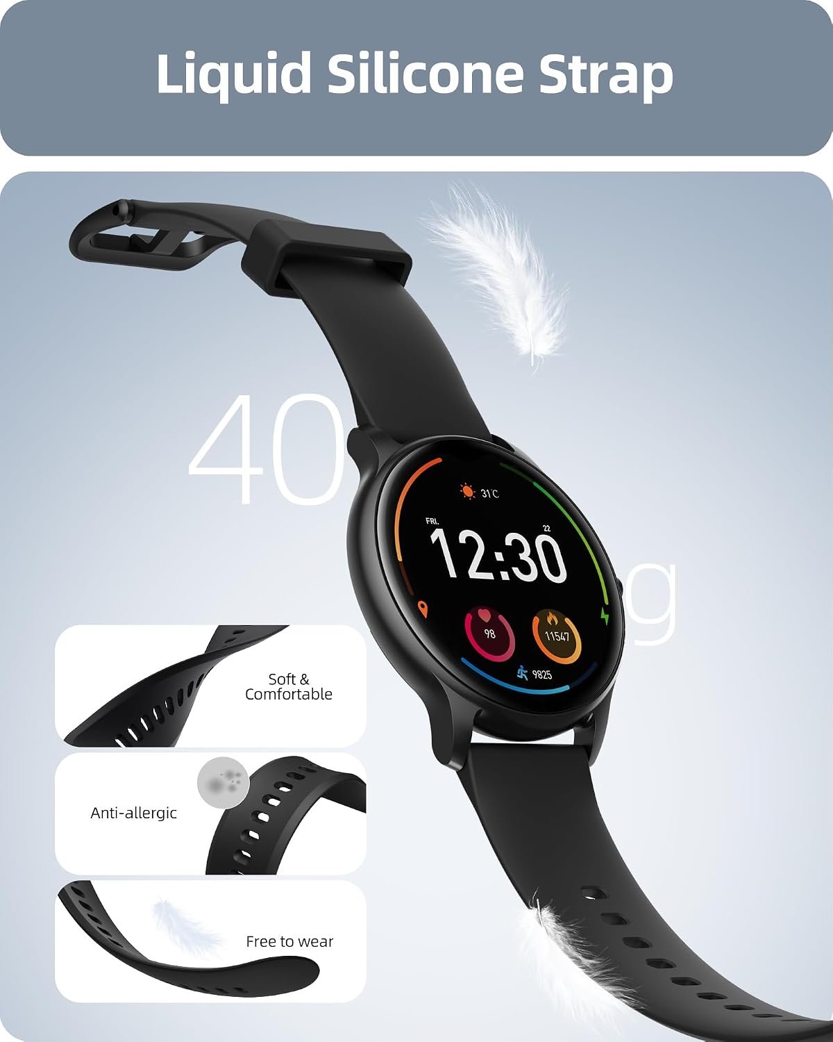 Parsonver Smart Watch Answer/Make Call, Fitness Watch for Men Women, Smartwatch IP68 Waterproof, 100+ Sport Modes, Heart Rate/Sleep Monitor, Fitness Watch for Android and iOS, Black, SPROD1 - Image 2