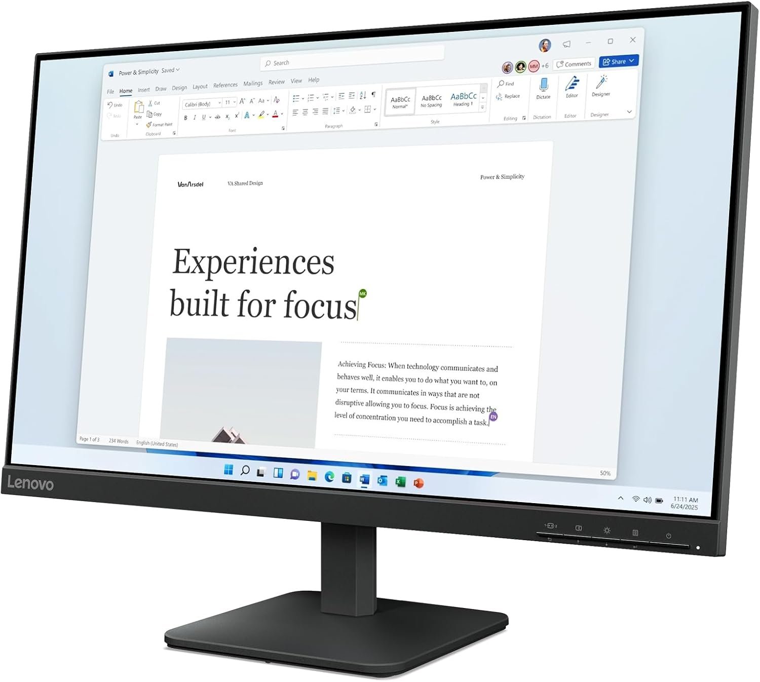 Lenovo L24-41 Monitor 23.8" FHD (1920x1080), IPS, 4ms, 100Hz, Tilt Adjustment, Ports HDMI 2.1 + VGA, HDMI Cable included - Raven Black - Image 2
