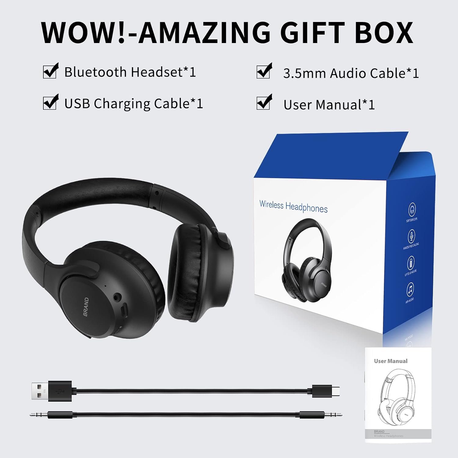 KVIDIO Bluetooth Headphones Wireless Over Ear 65h Battery Wired & Wireless - Image 9