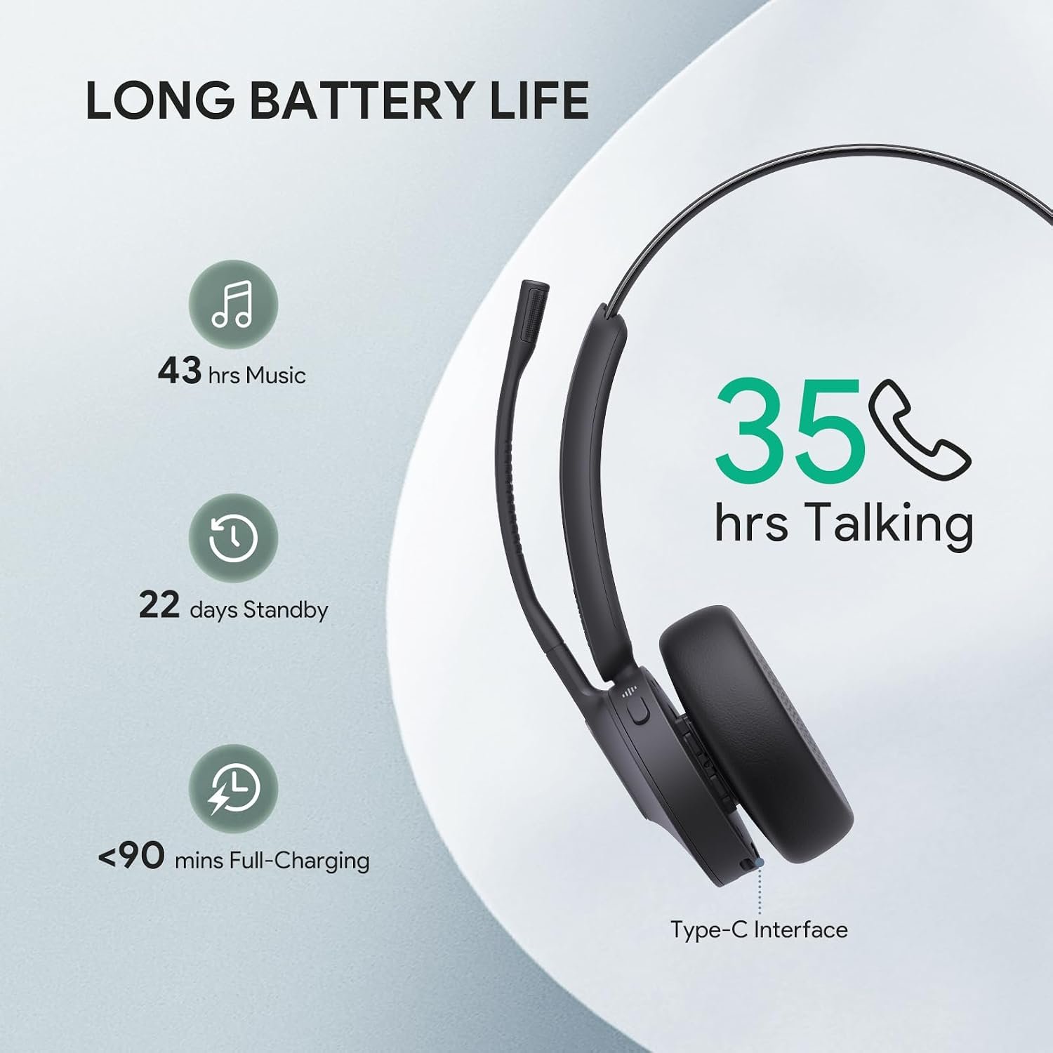 Yealink BH70 Mono Wireless Headset with Mic for Work, Charging Dock,USB C - Image 2
