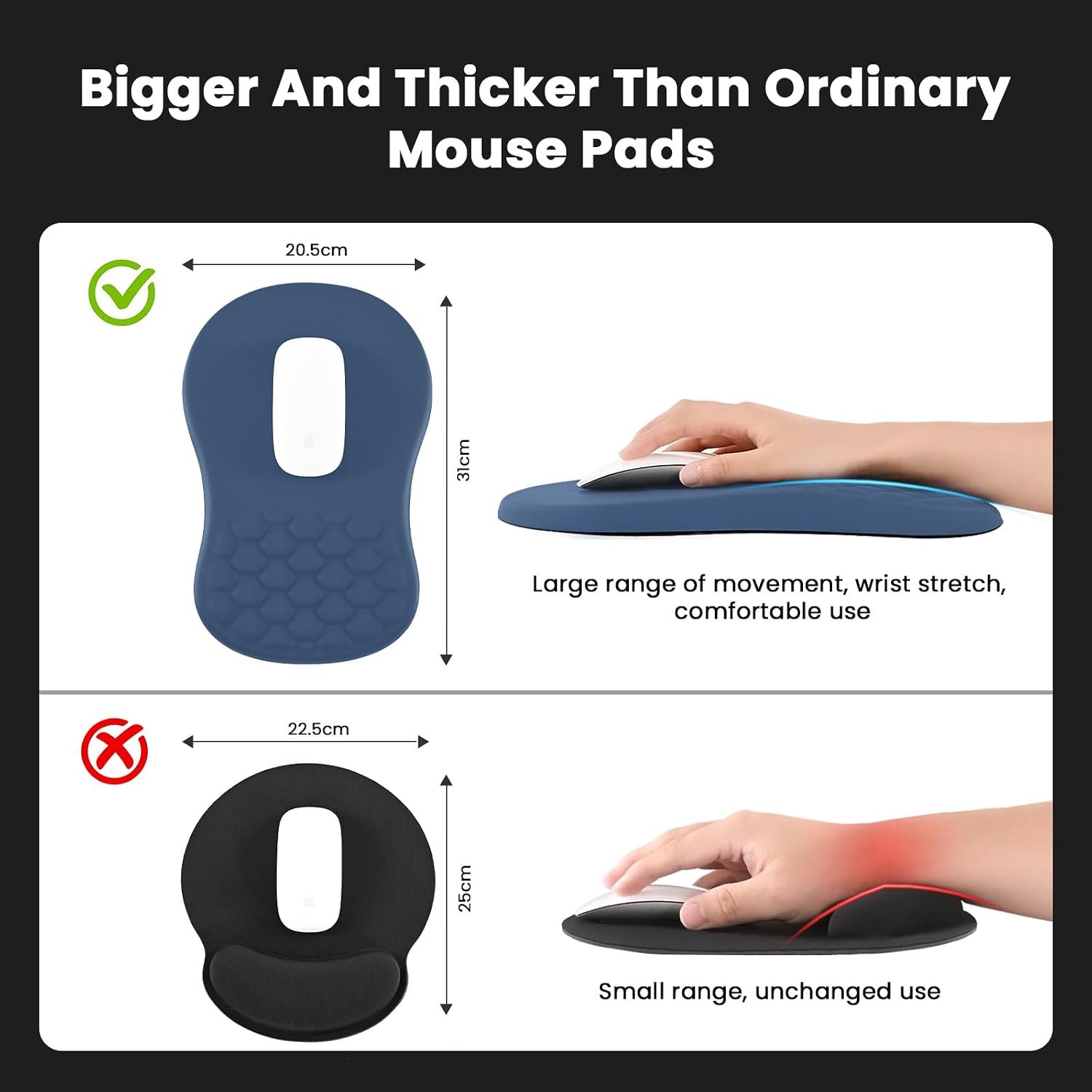 EooCoo Mouse Mat Wrist Support, Gaming Mouse Pad, Mousepad Large, Blue - Image 4
