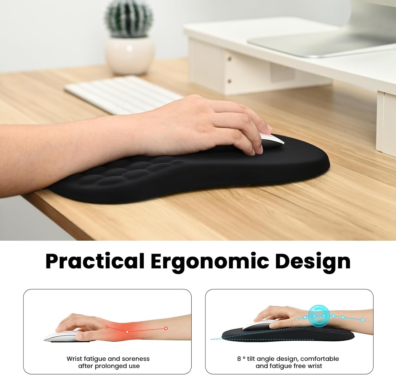 EooCoo Mouse Mat Wrist Support, Gaming Mouse Pad, Mousepad Large, Black - Image 4