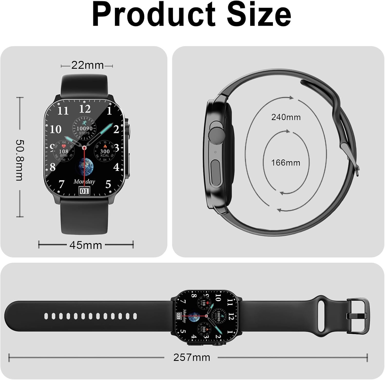 Smart Watch for Men, 2.01" AMOLED Ultra-Clear Curved Screen Fitness Watch - Image 8