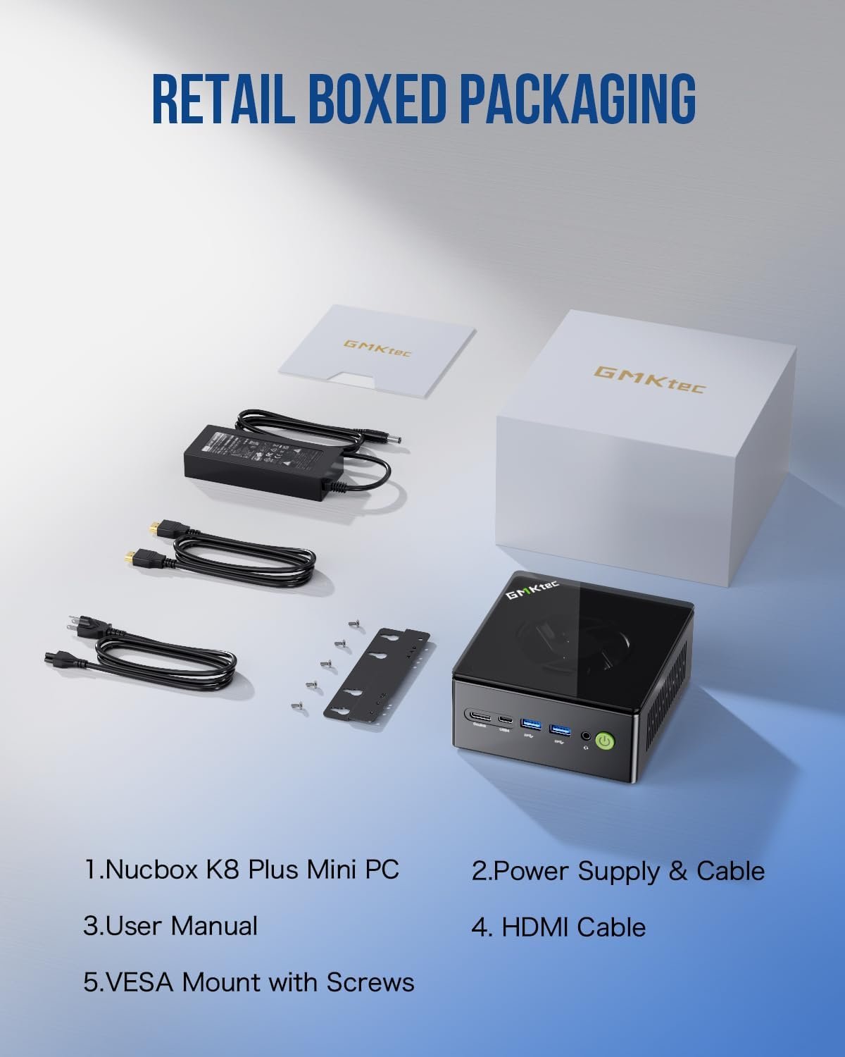 GMKtec AMD Ryzen 7 Mini Gaming PC 8845HS(8C/16T, up to 5.1GHz) K8 Plus 32GB DDR5 RAM 1TB PCIE NVME SSD, Desktop PC Oculink/Dual NIC 2.5G/WIFI 6/BT5.2/HDMI 2.1/USB4/USB3.2*2*+USB2.0*2.Mini Computer - Image 6