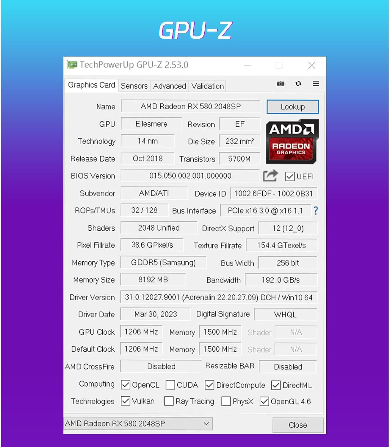MOUGOL AMD Radeon RX 580 Gaming Graphics Card, 8GB GDDR5 VRAM, 256-Bit Memory Interface, DP/HDMI/DVI-D Outputs, PCIe 3.0 x16 GPU for Desktop PC Gaming, Supports Windows 11/10/7 - Image 9