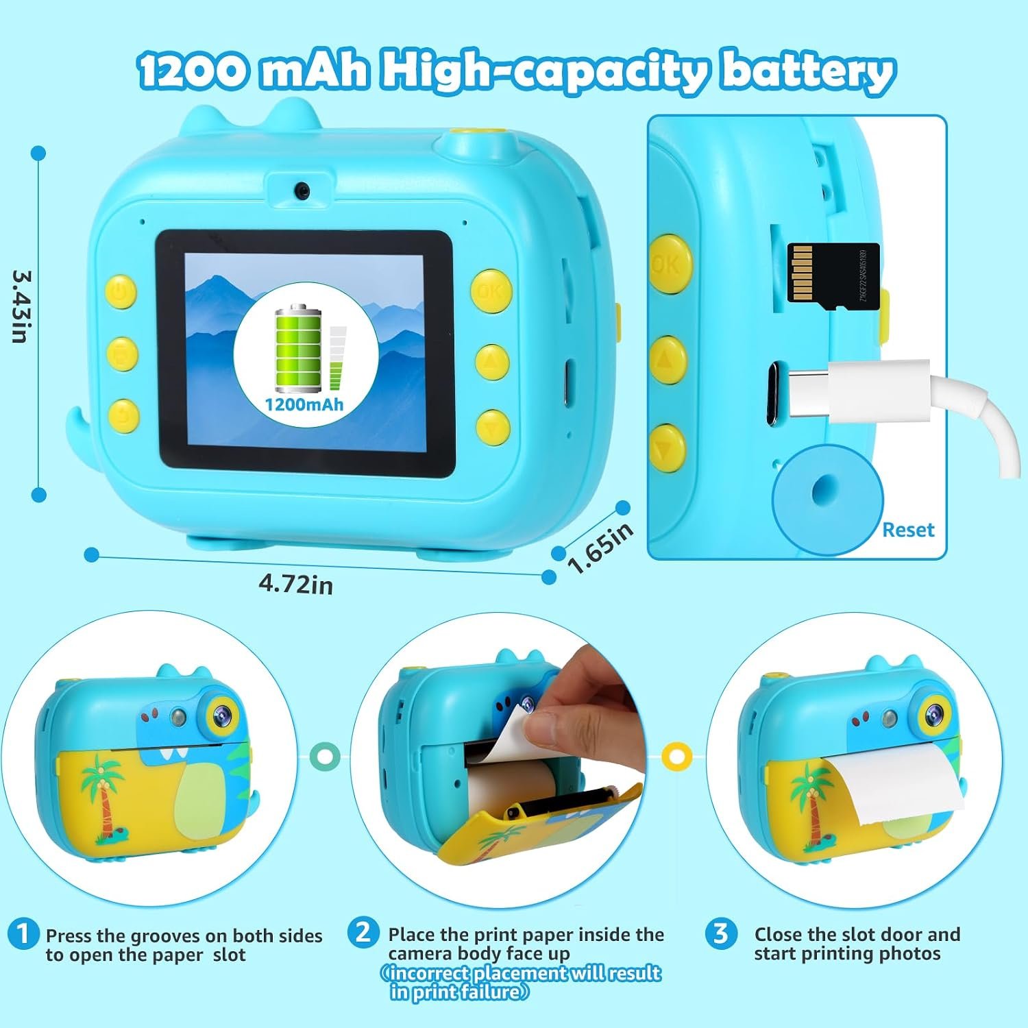 ARNSSIEN kids camera instant print, 7 Rolls Paper, 1080P, 2.4" Screen - Image 7