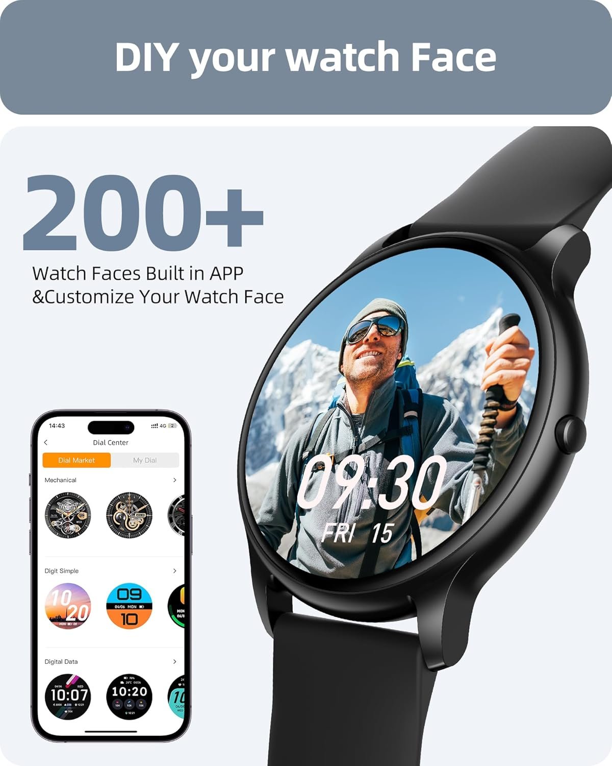 Parsonver Smart Watch Answer/Make Call, Fitness Watch for Men Women, Smartwatch IP68 Waterproof, 100+ Sport Modes, Heart Rate/Sleep Monitor, Fitness Watch for Android and iOS, Black, SPROD1 - Image 6