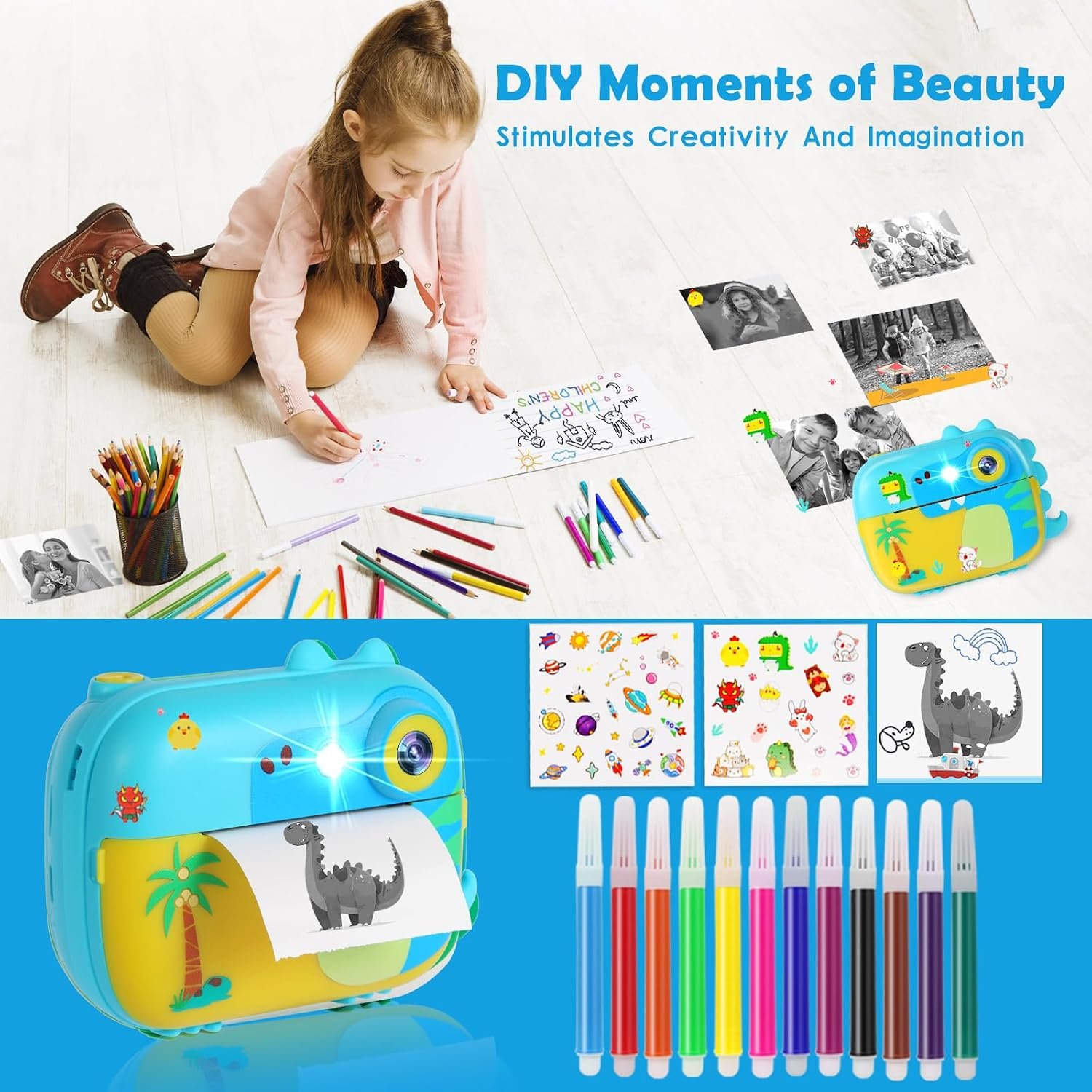 ARNSSIEN kids camera instant print, 7 Rolls Paper, 1080P, 2.4" Screen - Image 4