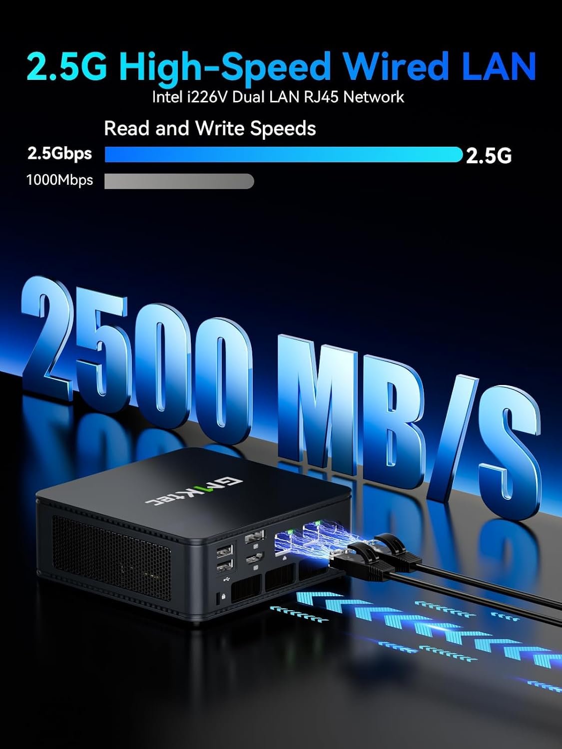 GMKtec AMD Ryzen 7 Mini PC W-11 Pro 7730U(Schlagen Sie Ryzen 7 5825U) (8 C/16 T4,50 GHz), M5 Ultra Dual LAN 2.5G Mini Computer, 16GB DDR4 RAM+512GB PCIe-SSD, WiFi 6, USB 3.2, USB-C, BT 5.2, DP, HDMI - Image 5