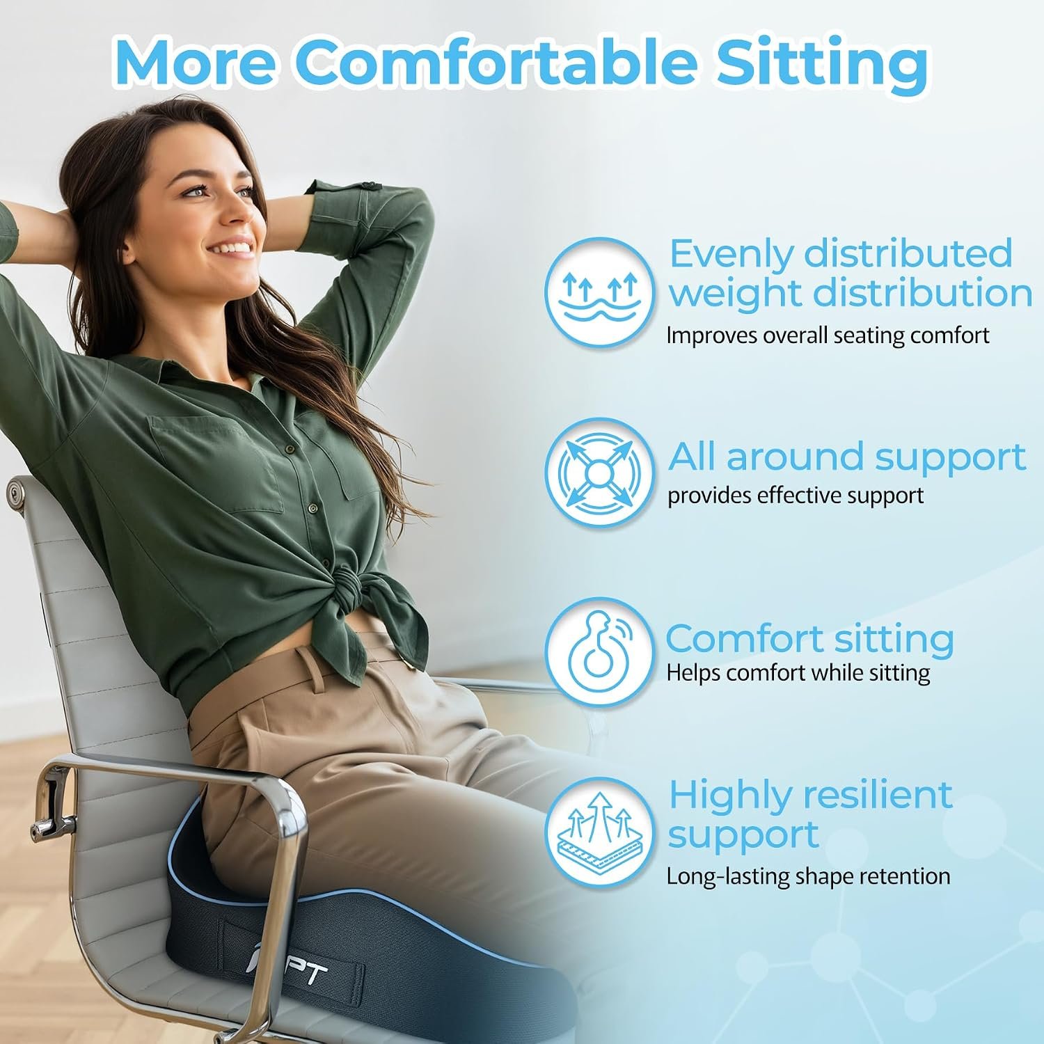 POOTACK Seat Cushions, Comfort Memory Foam Office Chair Cushion - Image 2
