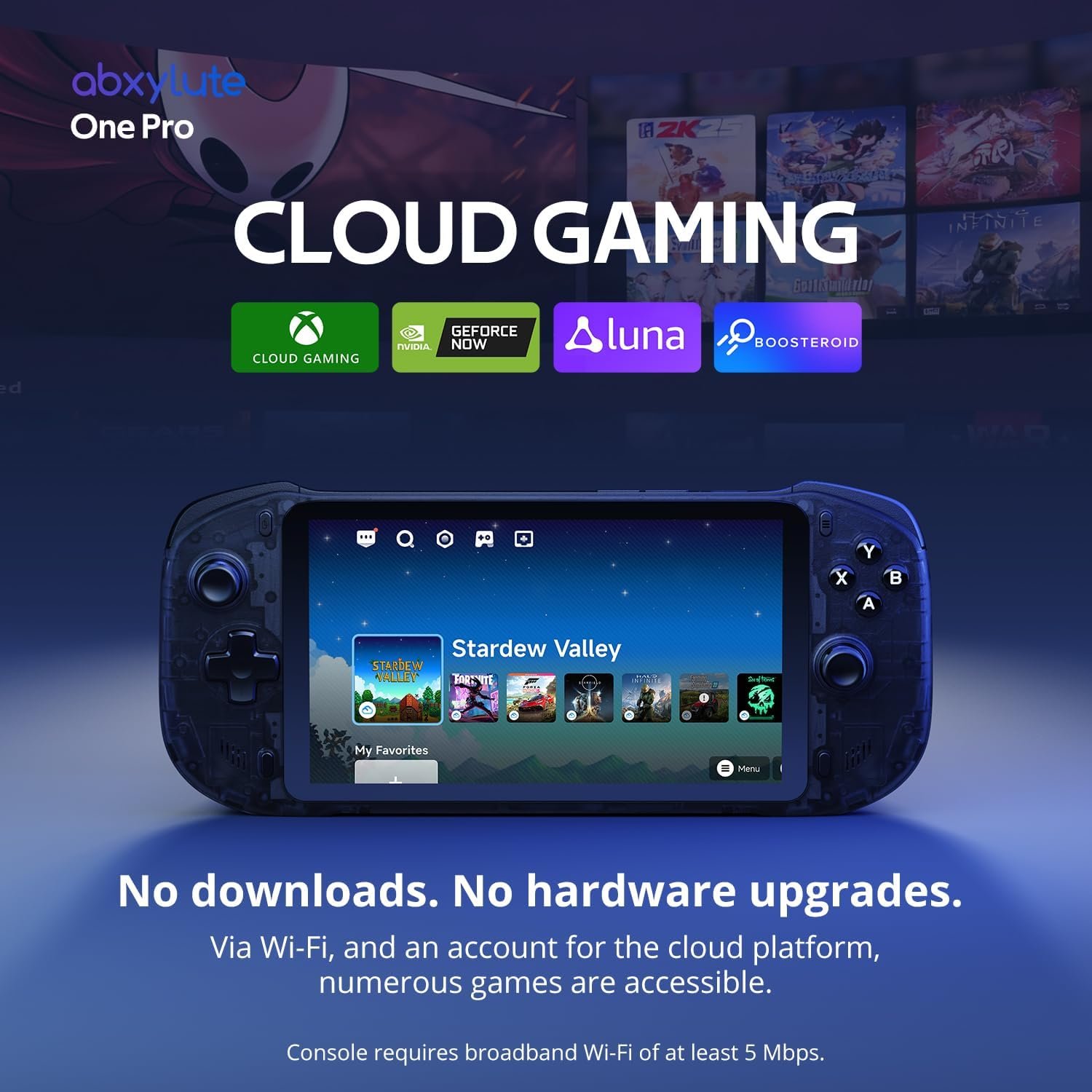 OnePro Cloud Handheld Portable Remote Play Gaming Console, For Xbox Cloud Gaming, NVIDIA GeForce NOW, Playstation, PC, Long-Battery Life, 7" 1080P Touchscreen, Lightweight Retro Game Handheld - 64G - Image 2
