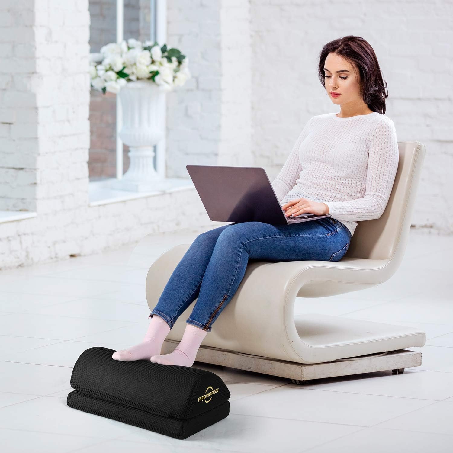 AMERIERGO Under Desk Footrest with Memory Foam - 2 Adjustable Heights, Ergonomic Support for Office Chair and Gaming Chair - Image 6