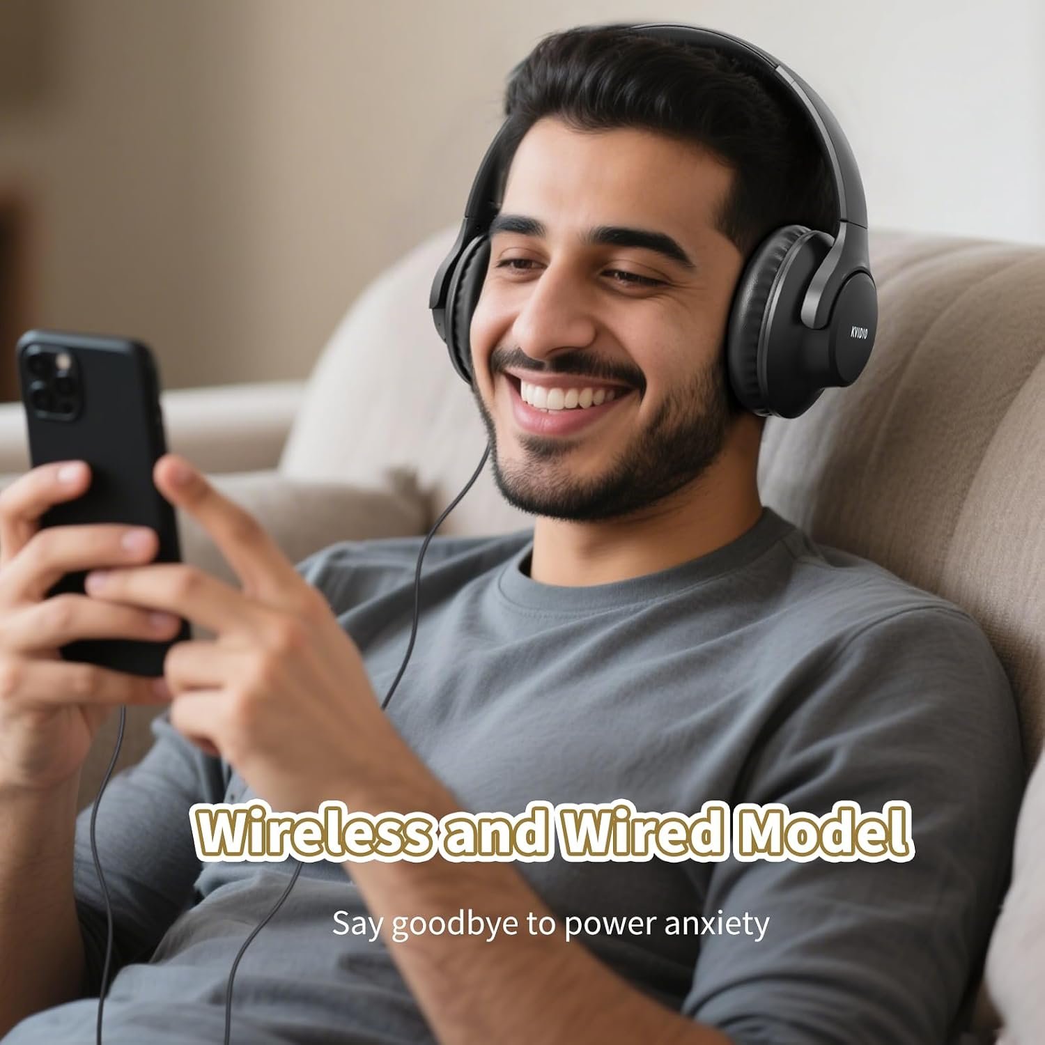 KVIDIO Bluetooth Headphones Wireless Over Ear 65h Battery Wired & Wireless - Image 8