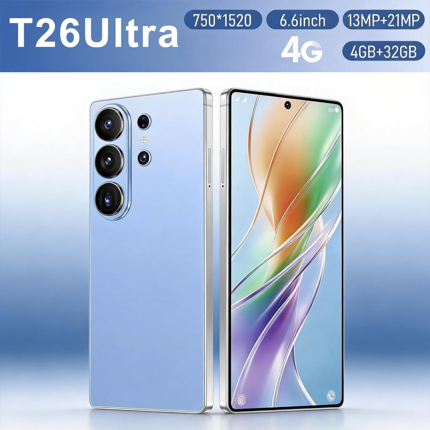 TryFirst 4G Unlocked Smartphone, 6.6-Inch HD+ In-Cell Punch-Hole Display, 4GB RAM+32GB ROM Expand to 256GB, 21MP+13MP Camera, Android 12, Type-C Fast Charging, Face Unlock (Golden) - Image 2