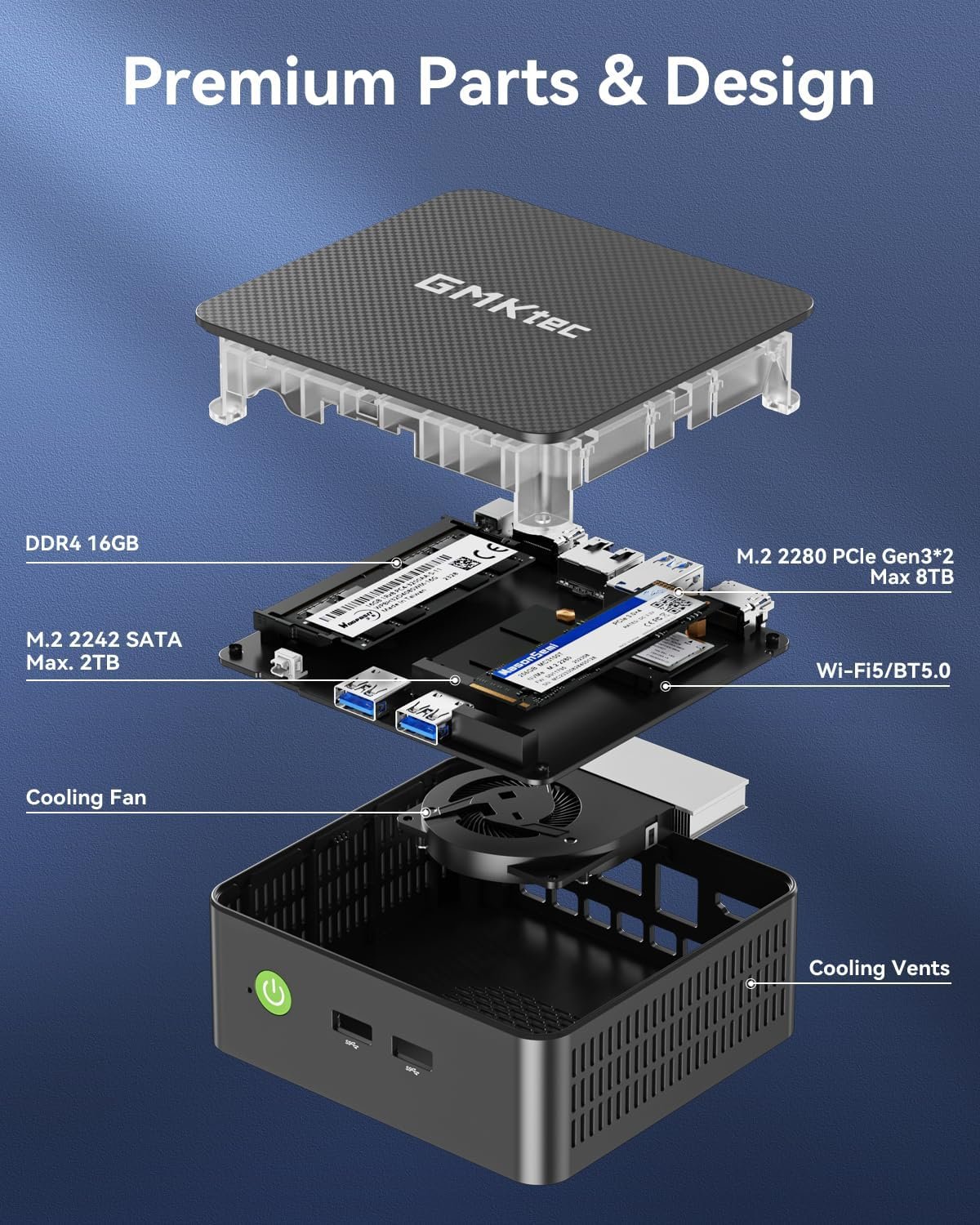 GMKtec 12th Gen Intel N95 Mini PC (Turbo 3.4GHz) 8GB DDR4 3200MHz 256GB SSD Micro Computer 4K Dual HDMI Display/3x USB3.2/WiFi 5 BT5.0/RJ45 Ethernet Nucbox G3S/ Micro PC - Image 4