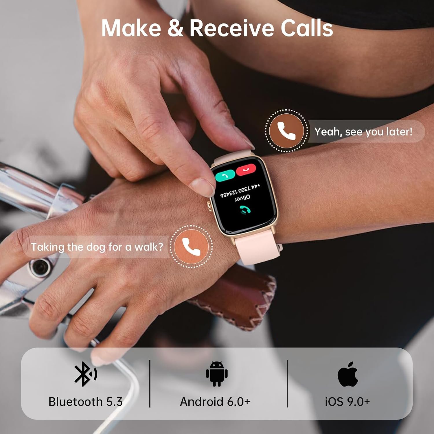 Smart Watches for Women (Answer/Make Calls),1.85" HD Screen Fitness Watch with Bluetooth 5.3,Heart Rate/Sleep/SpO2 Monitor,110+ Sports Modes,IP68 Waterproof Smartwatch,Activity Tracker for Android iOS - Image 5