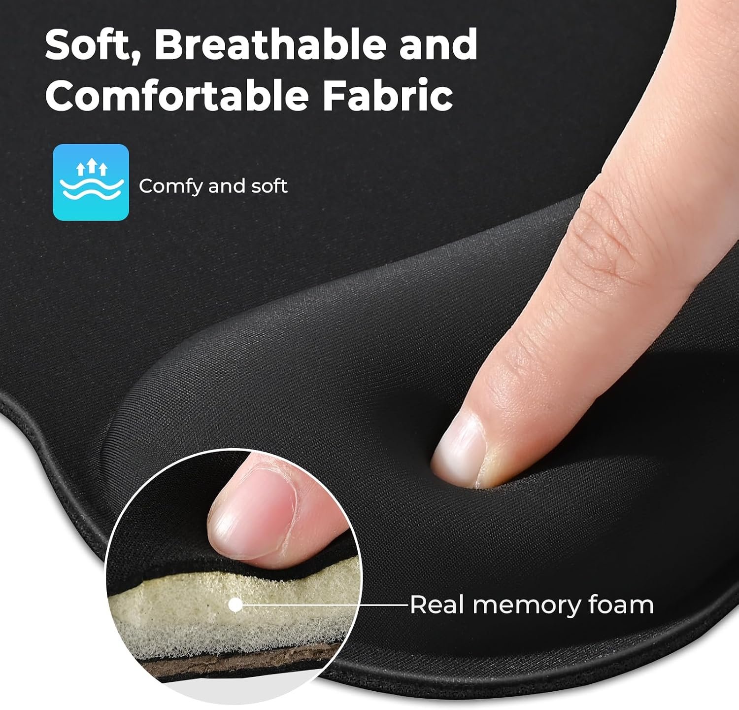 EooCoo Mouse Mat Wrist Support, Gaming Mouse Pad, Black - Image 4