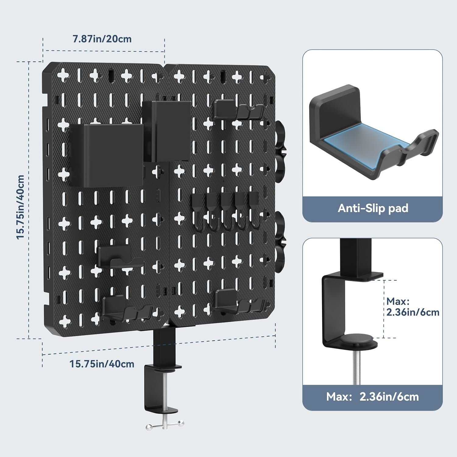 KDD Desk Pegboard Combination Kit - 7 in 1 Gaming Desk Pegboard with Phone Stand/Pen Holder/Storage Box/Headset & Controller Holder/Hooks for Office & Home Desktop Pegboard Organizer - Image 6