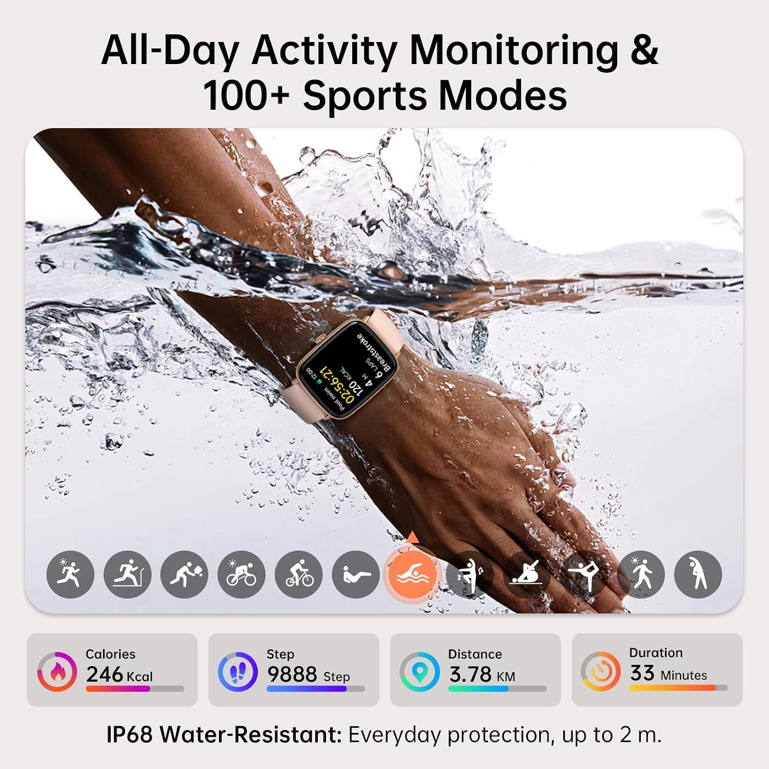 Smart Watches for Women (Answer/Make Calls),1.85" HD Screen Fitness Watch with Bluetooth 5.3,Heart Rate/Sleep/SpO2 Monitor,110+ Sports Modes,IP68 Waterproof Smartwatch,Activity Tracker for Android iOS - Image 4