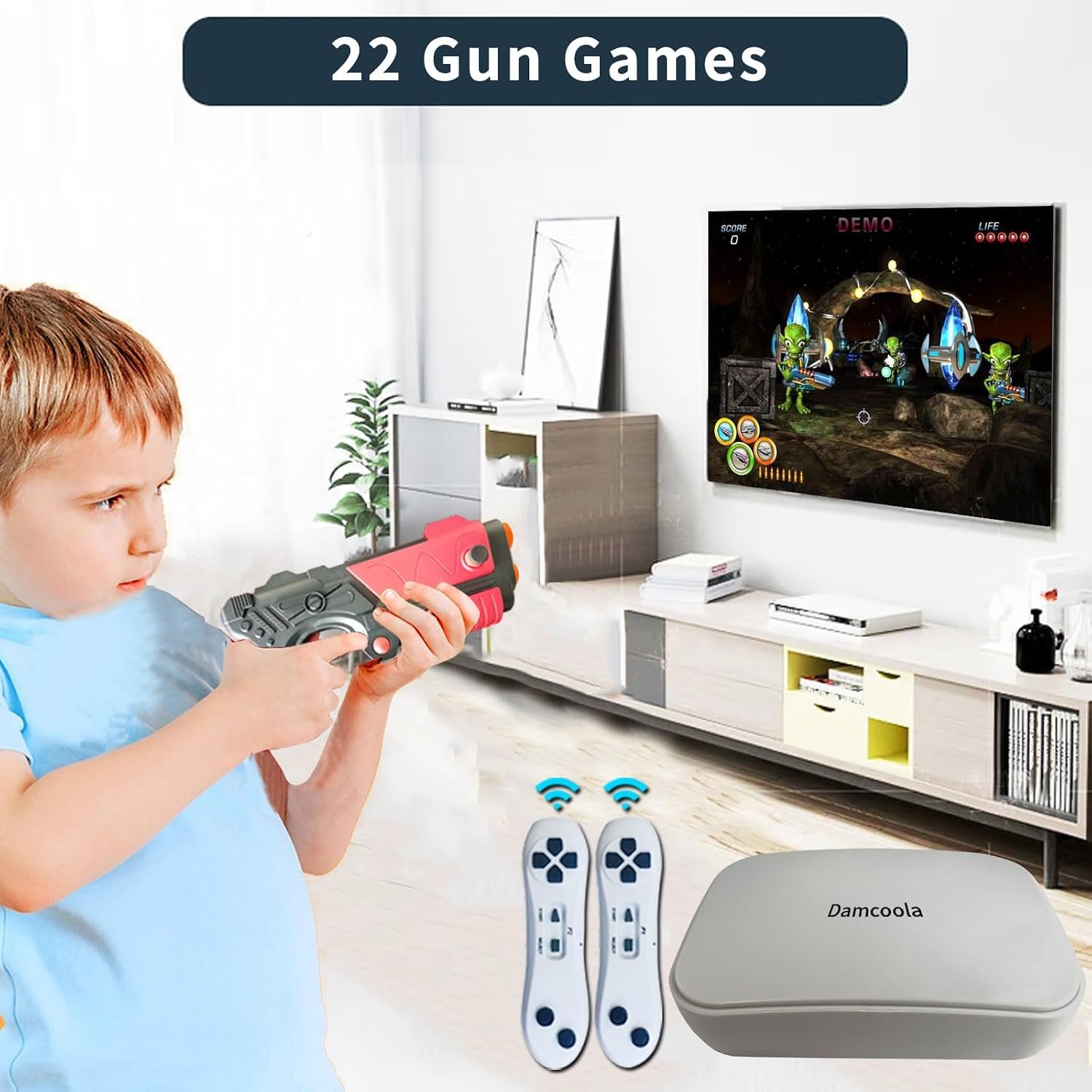 Game Console with 100+ Games, Handheld Retro Video Console for Kids& Adults, Game System with AR Gun,2 Game Controller, TV Plug& Play, Xmas Birthday Toy Gift for Boys& Girls Age 3 + - Image 4