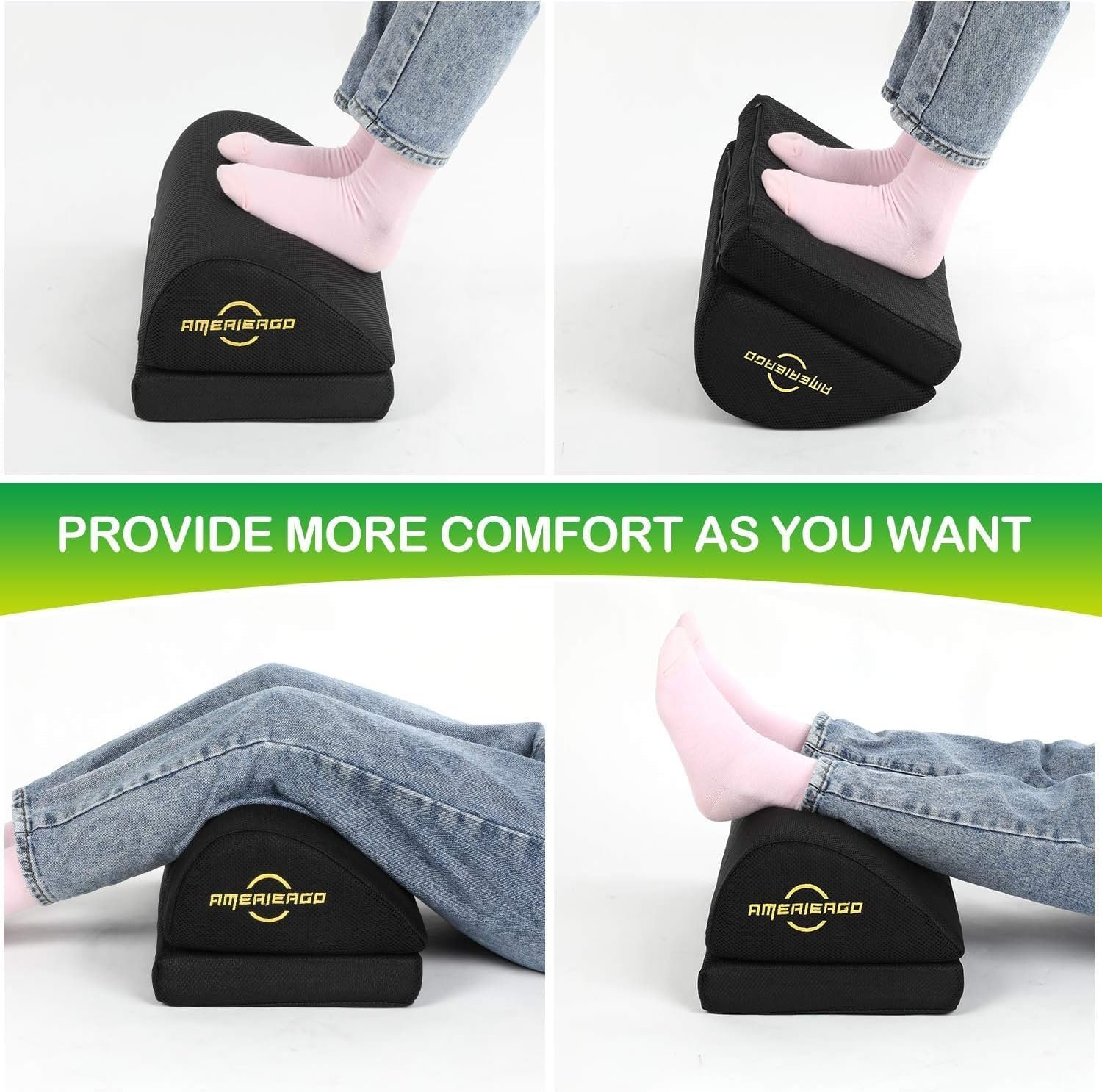 AMERIERGO Under Desk Footrest with Memory Foam - 2 Adjustable Heights, Ergonomic Support for Office Chair and Gaming Chair - Image 5