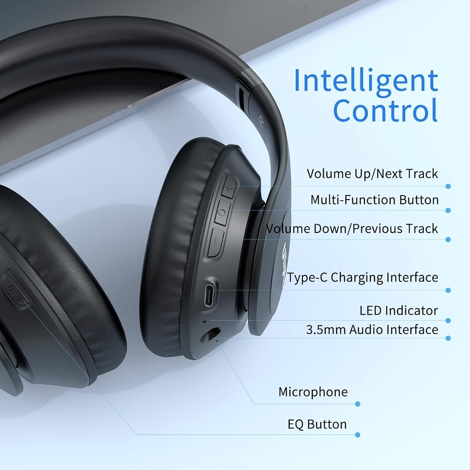 Uliptz Wireless Headphones Over Ear, 65 Hrs Playtime Bluetooth Headphones - Image 6