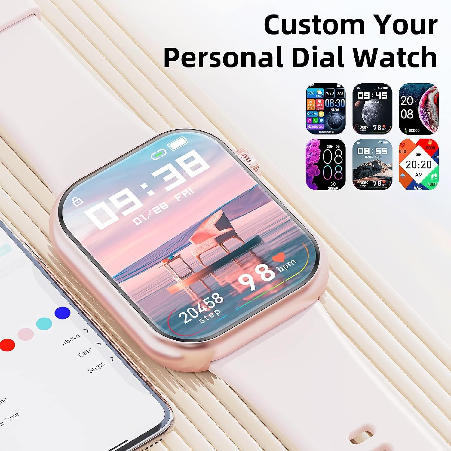 Hwagol Smart Watch (Answer/Make Calls), 1.85" Fitness Tracker, Smartwatch Heart Rate/Sleep Monitor/Pedometer/Calories, 140+ Sports Modes, Waterproof Women's Men's Fitness Watch for Android iOS - Image 7