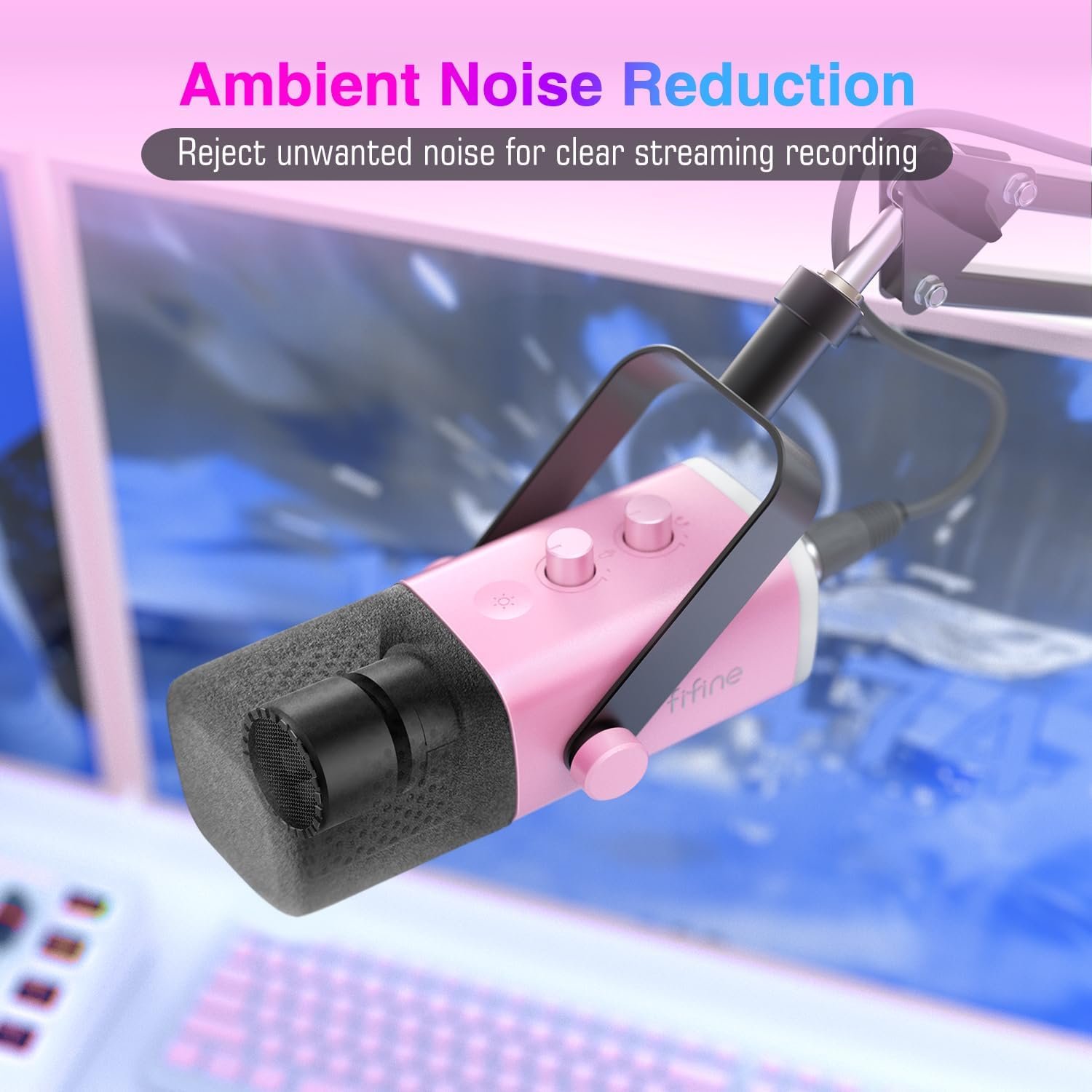 FIFINE AM8P Pink Gaming XLR/USB Microphone - Image 6