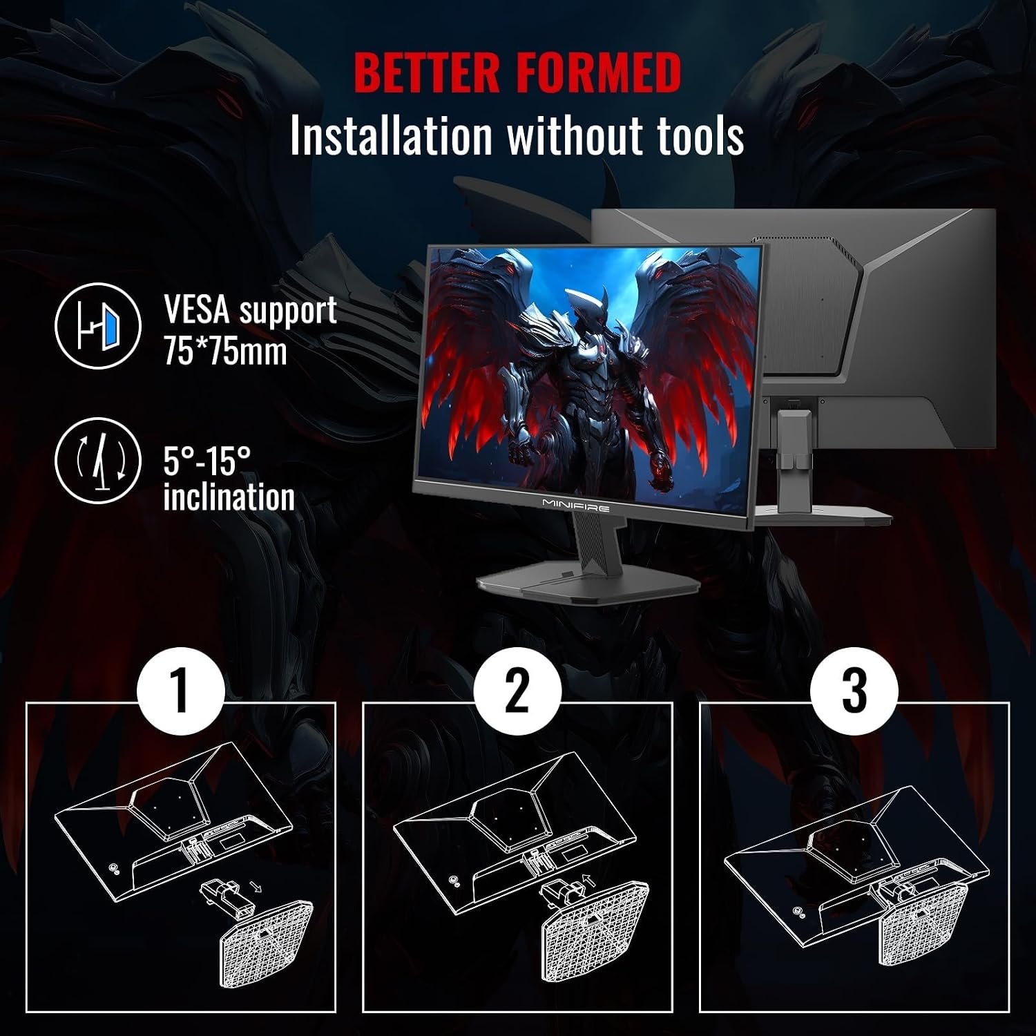 Minifire 24 Inch 180Hz Gaming Monitor Full HD 1080p HDMI & DP MFG24F4L - Image 8