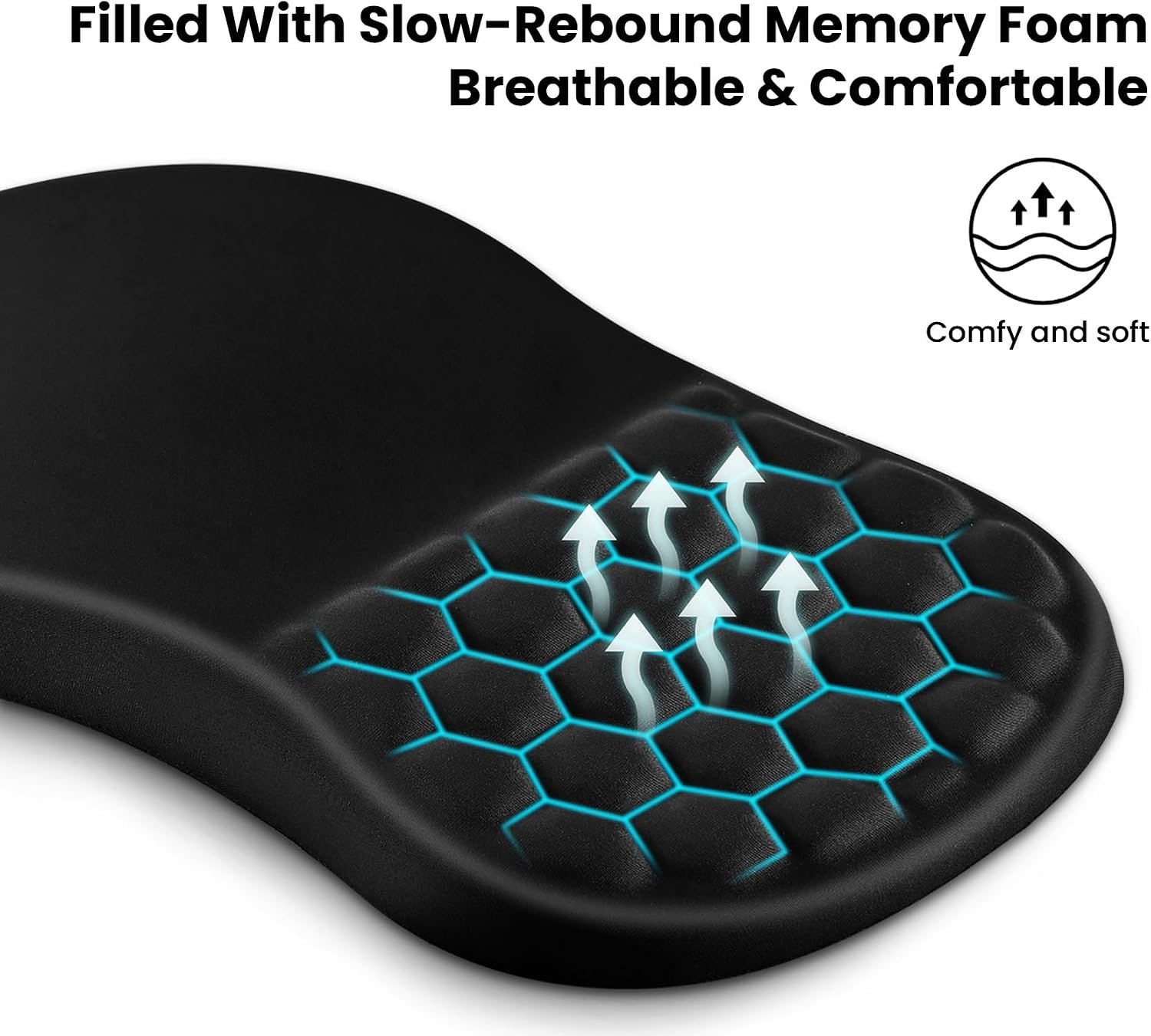 EooCoo Mouse Mat Wrist Support, Gaming Mouse Pad, Mousepad Large, Black - Image 2