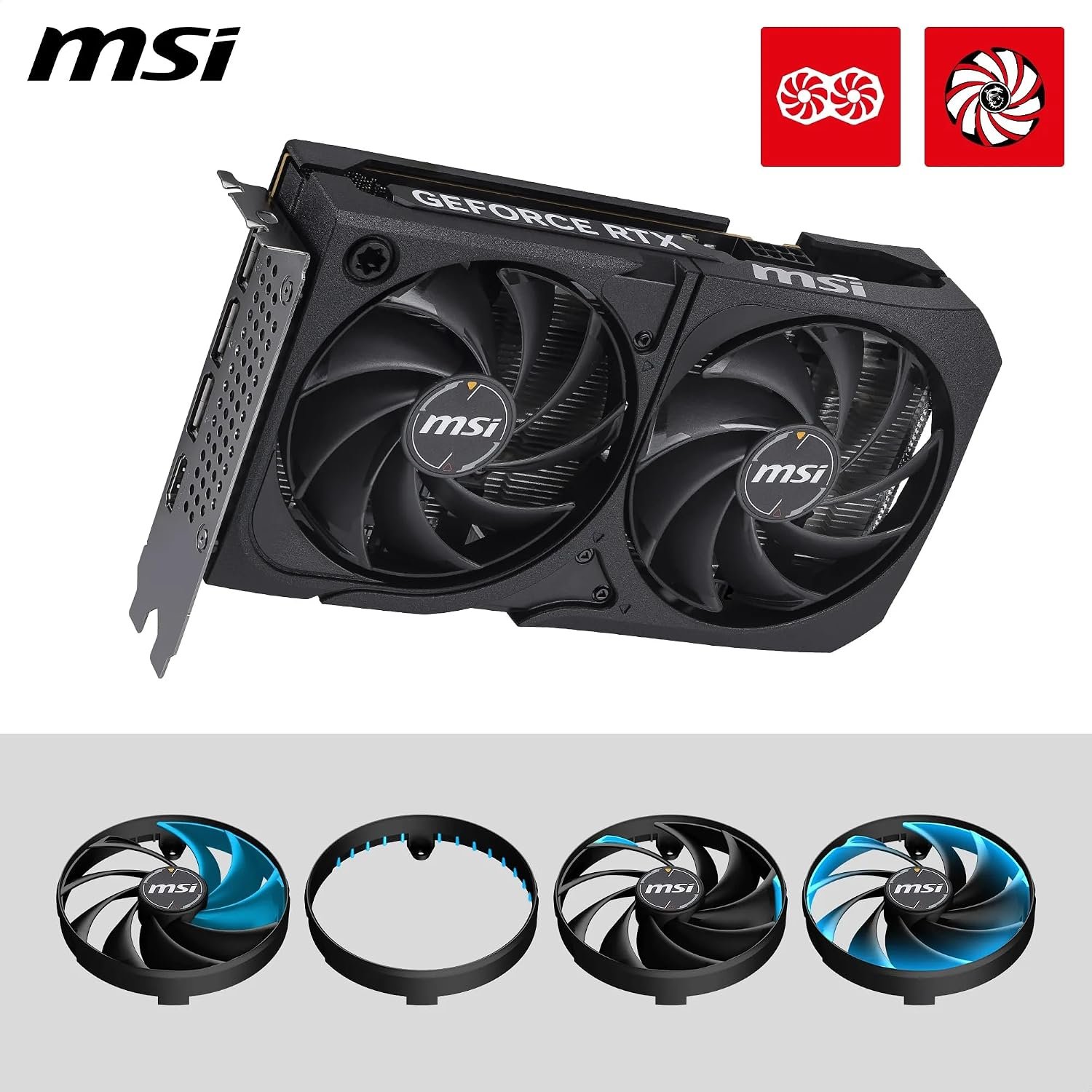 MSI GeForce RTX 5050 8G SHADOW 2X OC Graphics Card - RTX 5050 GPU, 8GB GDDR6 (20Gbps/128-bit), PCIe 5.0 - DUAL-Fan Thermal Design (2 x TORX FAN 5.0) - HDMI 2.1b, DisplayPort 2.1b - Image 4